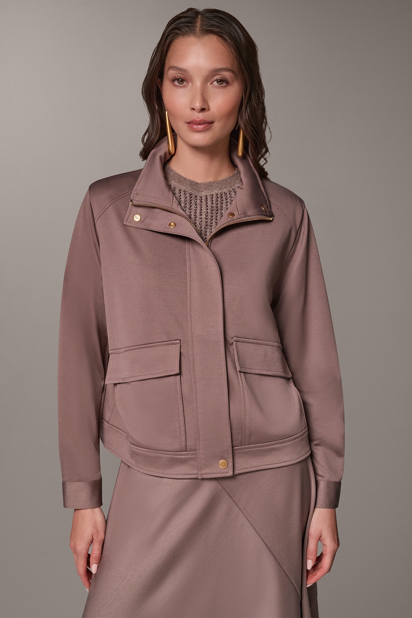 CROPPED FUNNEL NECK JACKET VIEW 1