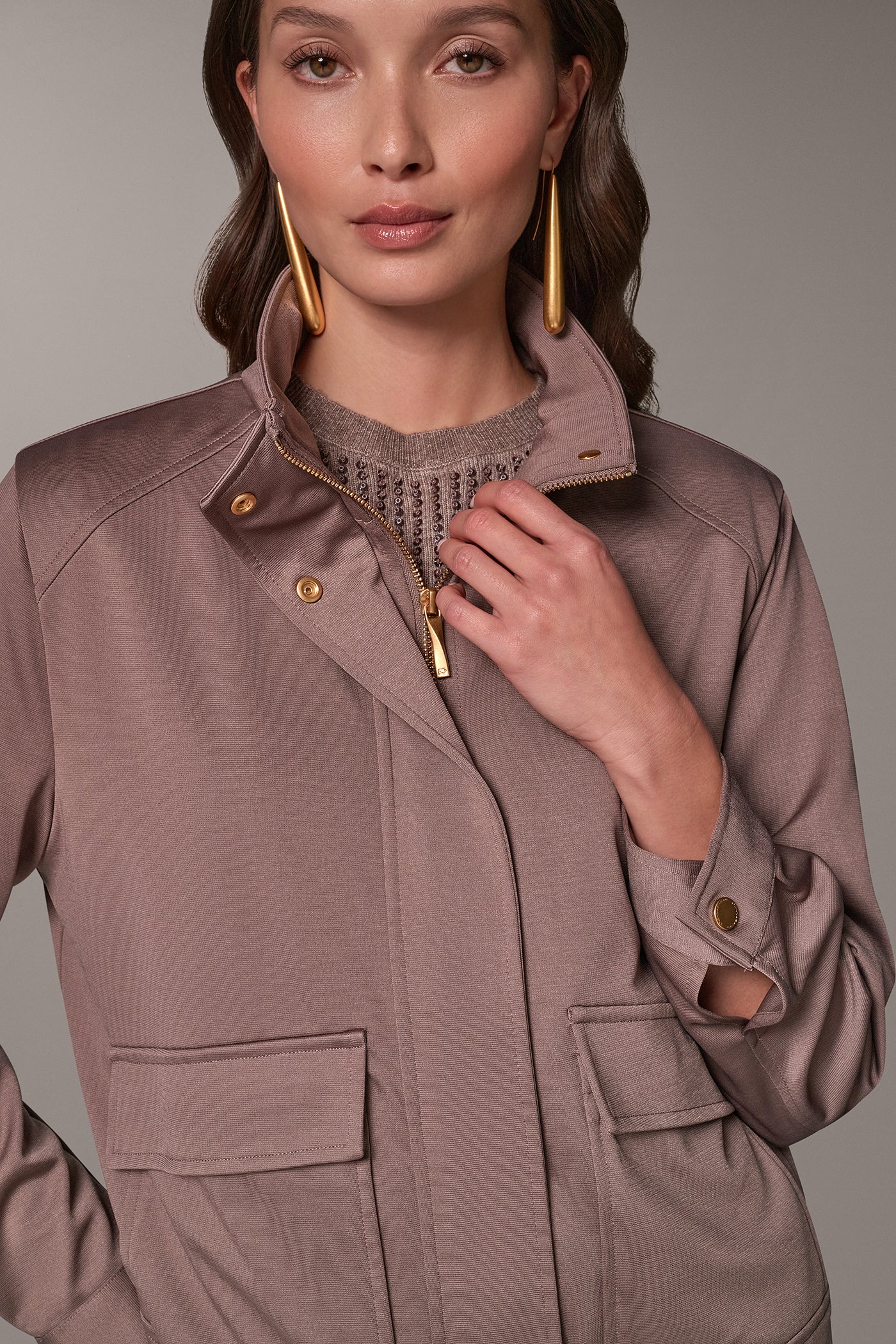 CROPPED FUNNEL NECK JACKET VIEW 4