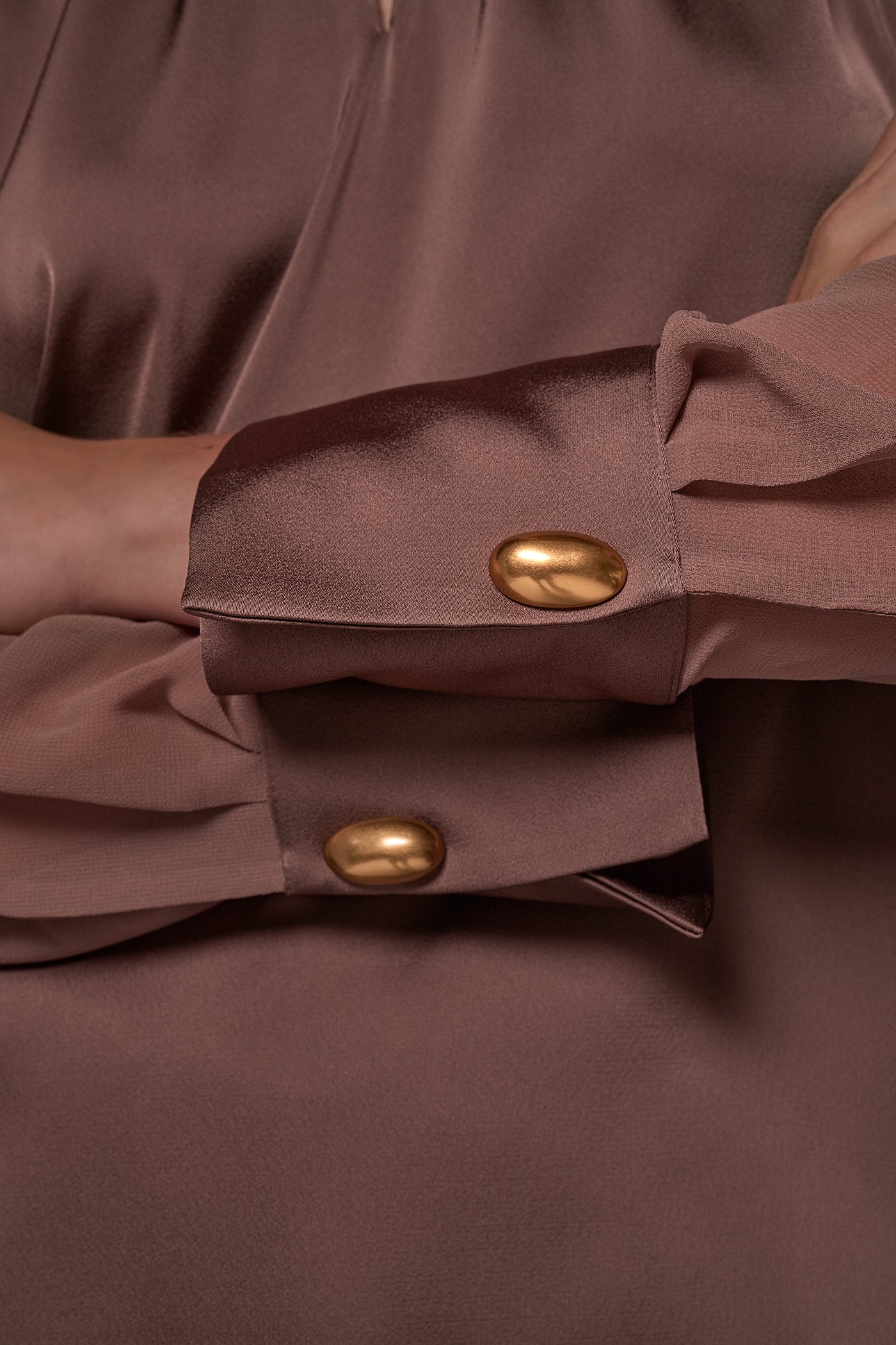 CHIFFON SLEEVE SATIN KEYHOLE BLOUSE VIEW 5