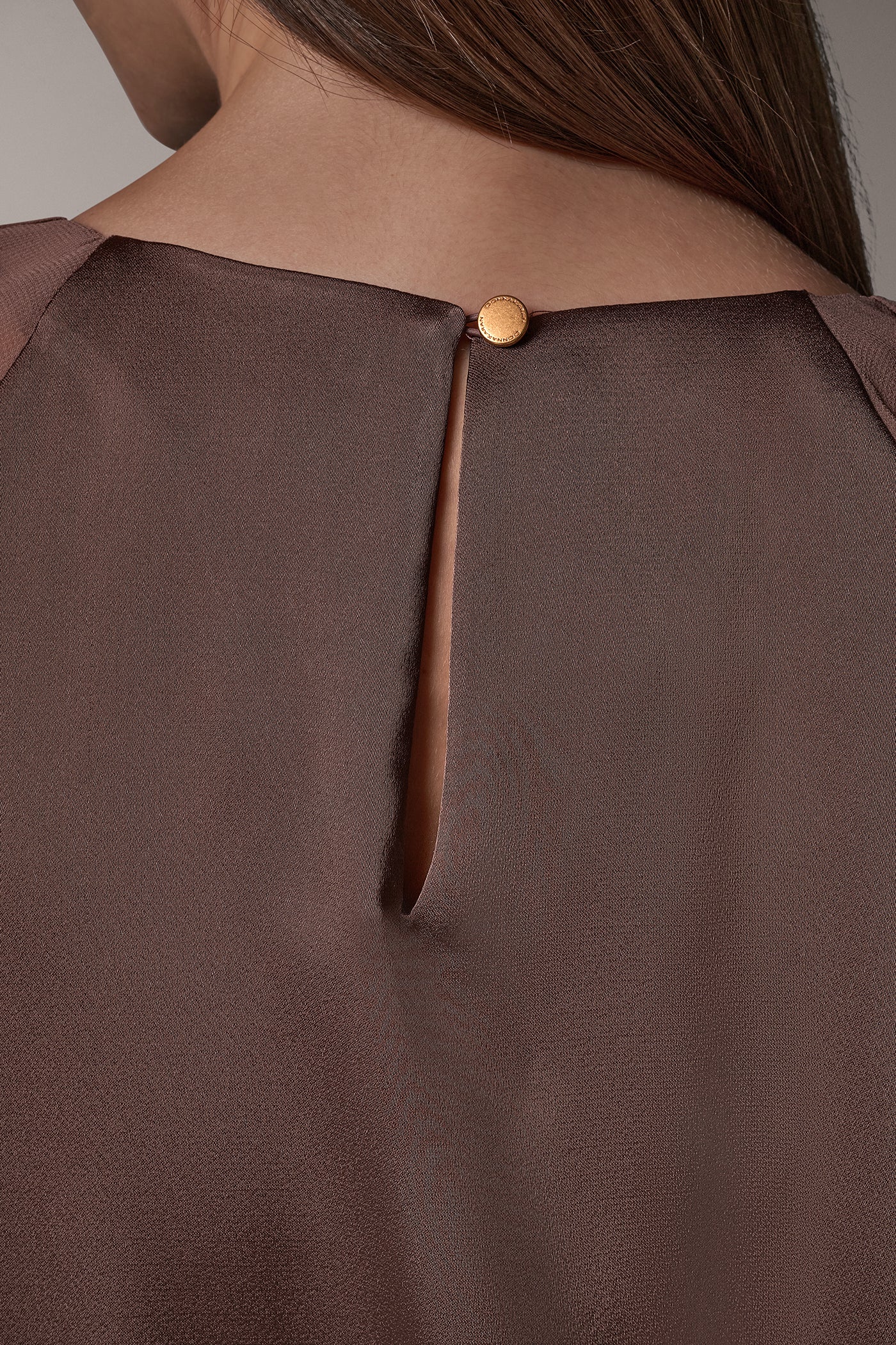 CHIFFON SLEEVE SATIN KEYHOLE BLOUSE VIEW 6