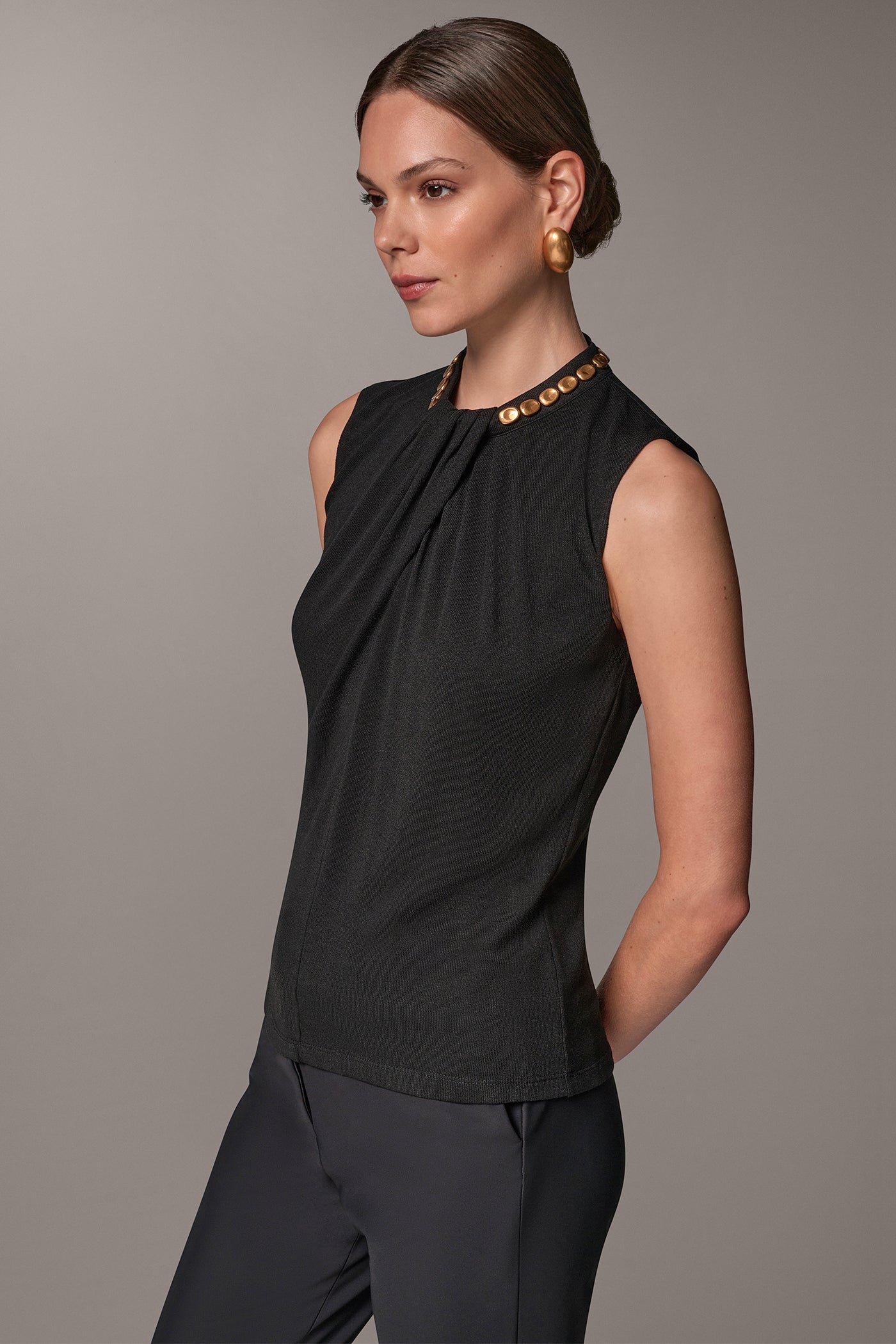 GOLD BEAD CROSS-FRONT BLOUSE VIEW 4