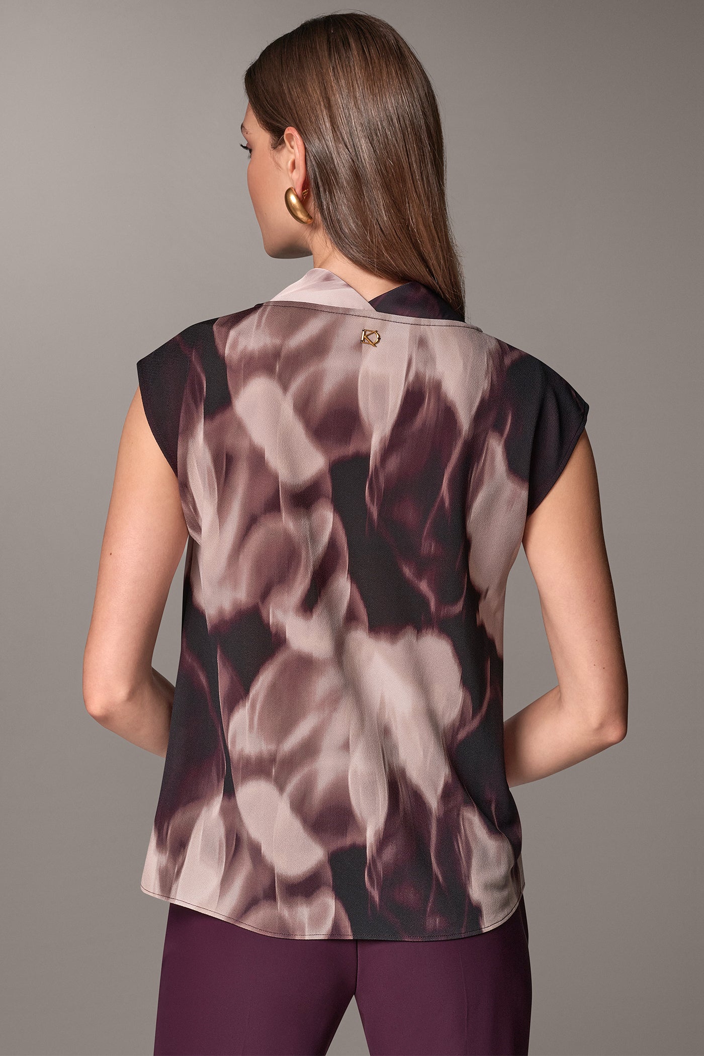 SATIN FLORAL COWL NECK BLOUSE VIEW 3