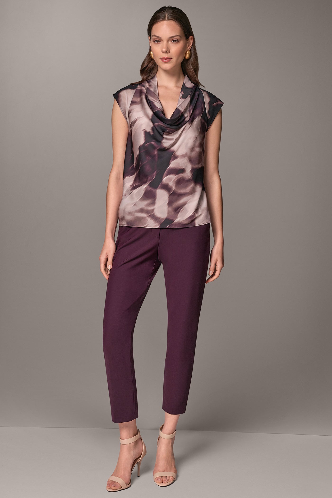 SATIN FLORAL COWL NECK BLOUSE VIEW 6