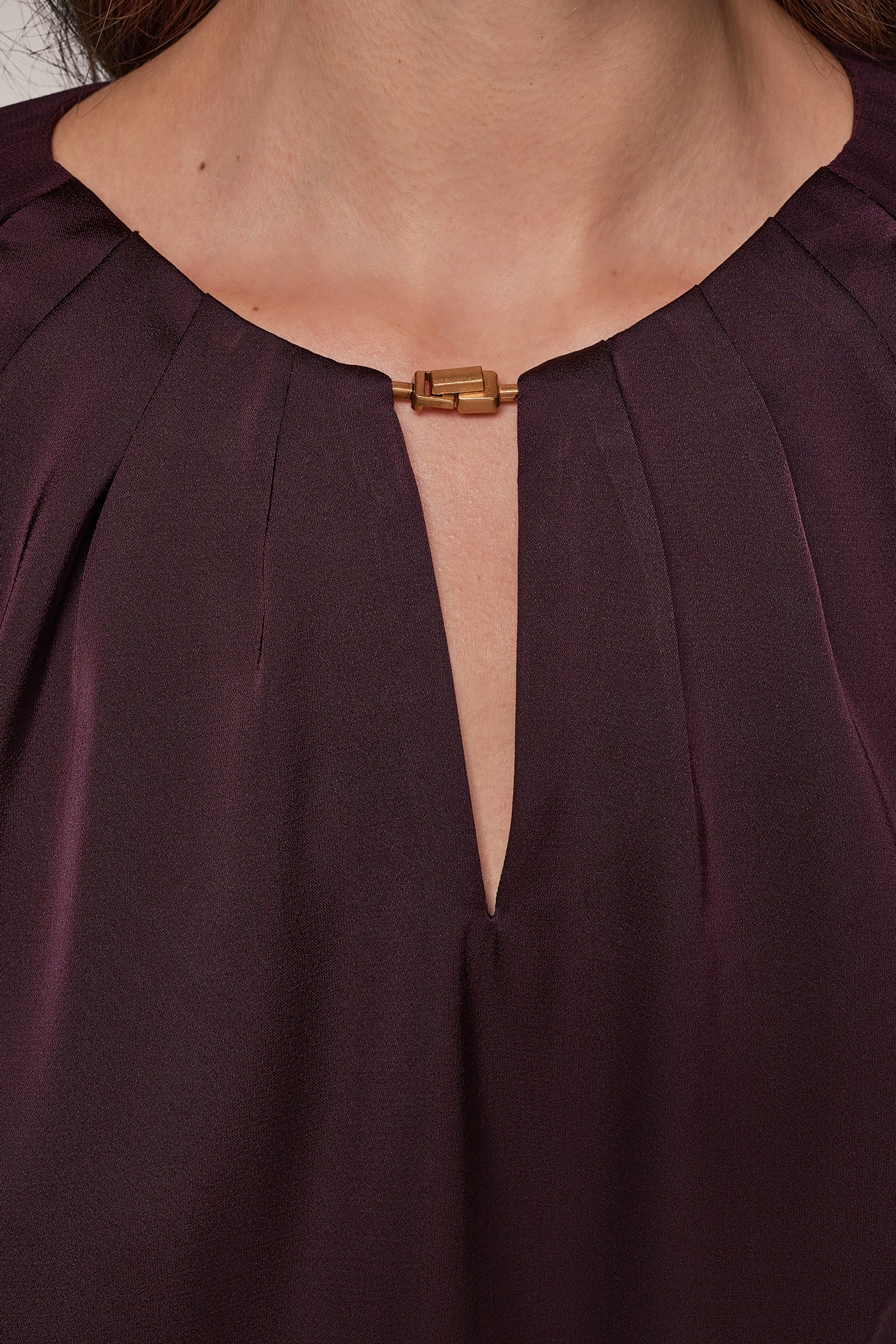 CHIFFON SLEEVE SATIN KEYHOLE BLOUSE VIEW 6