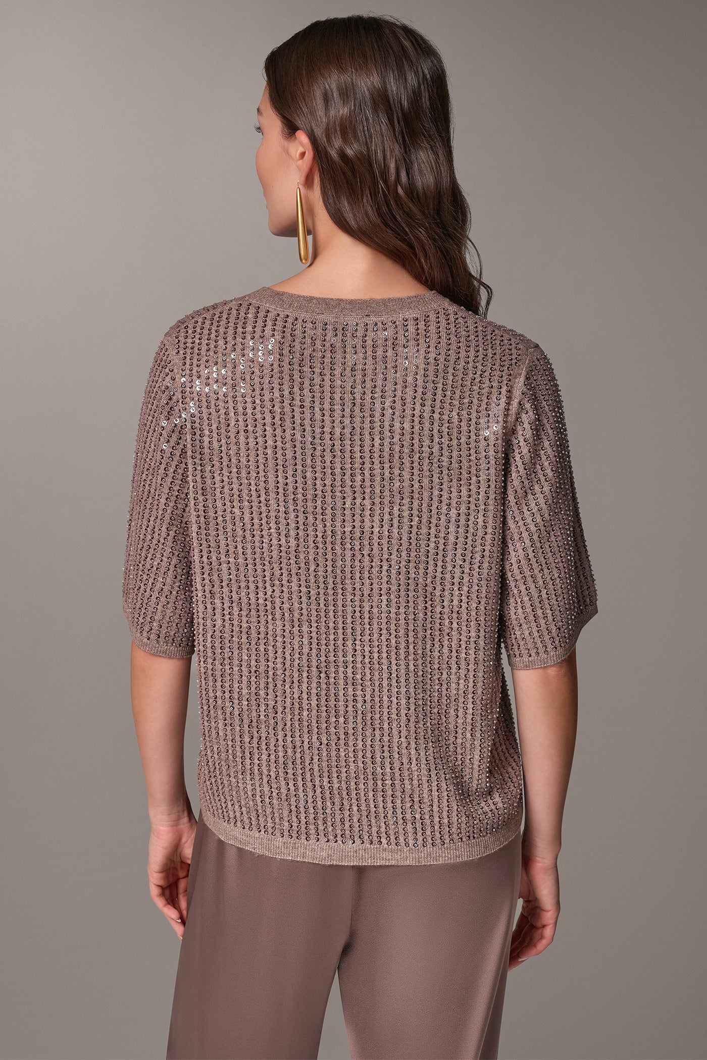 ELBOW SLEEVE SEQUIN SWEATER VIEW 3