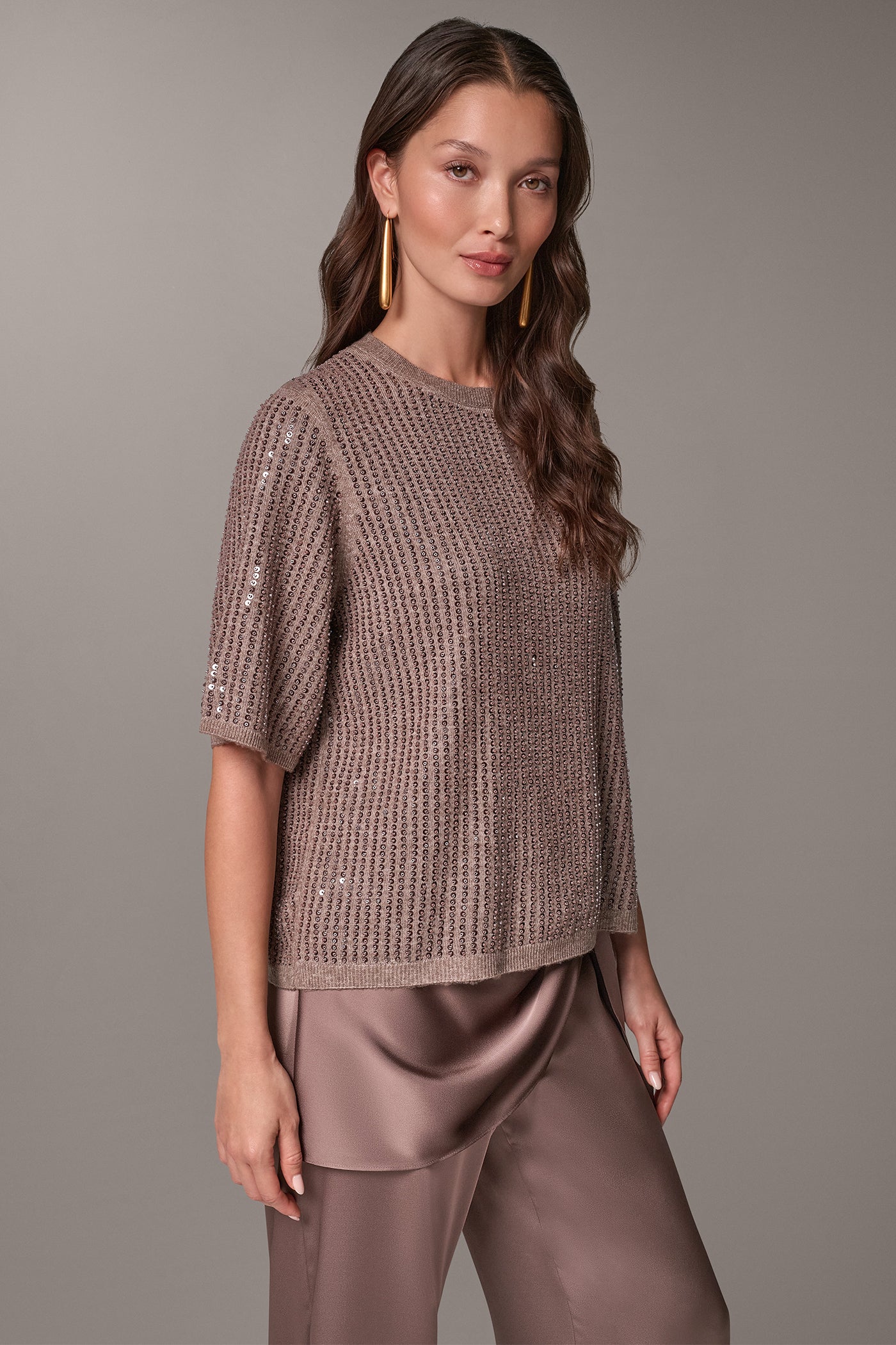 ELBOW SLEEVE SEQUIN SWEATER VIEW 4