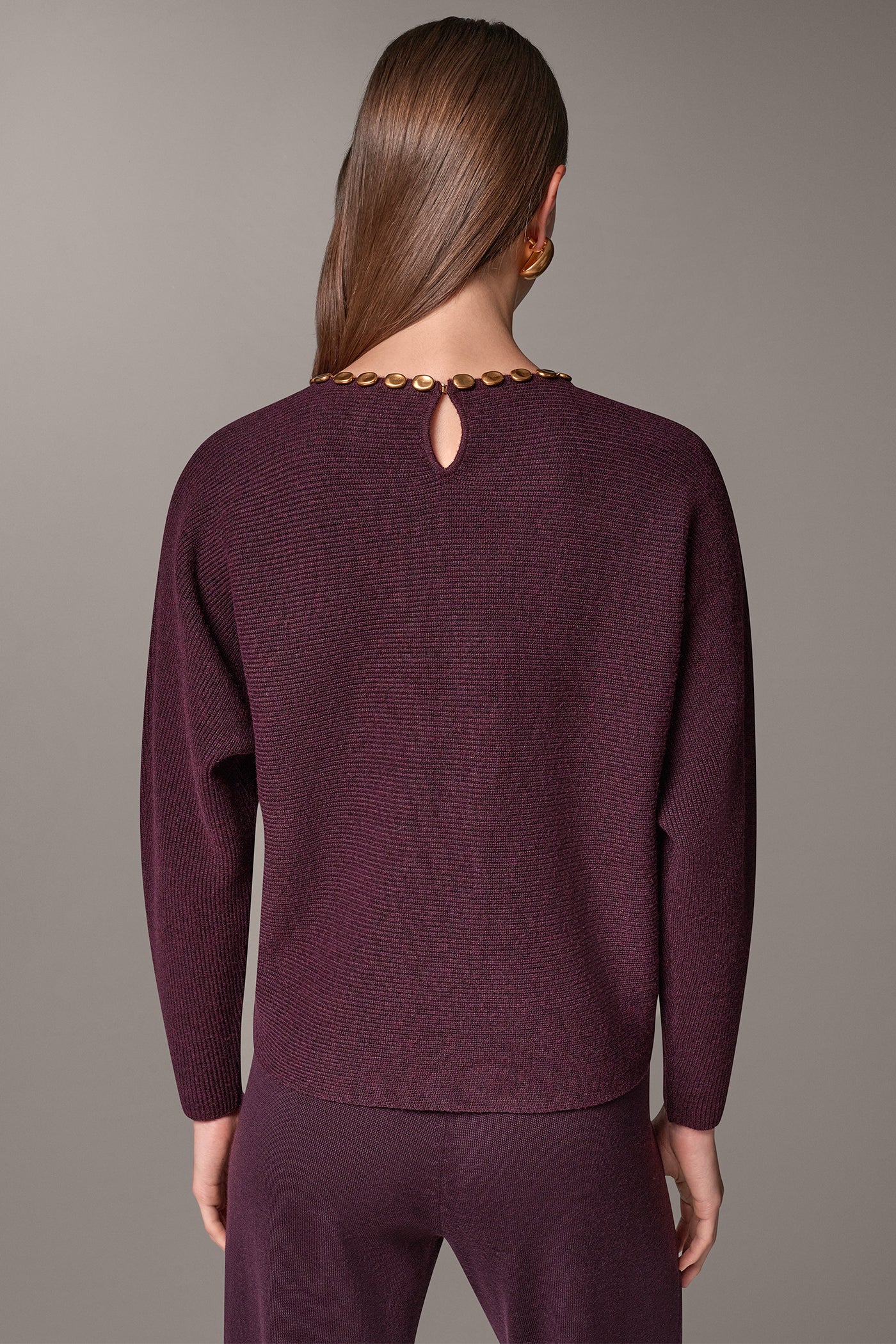 GOLD BEAD SHAKER STITCH SWEATER VIEW 3