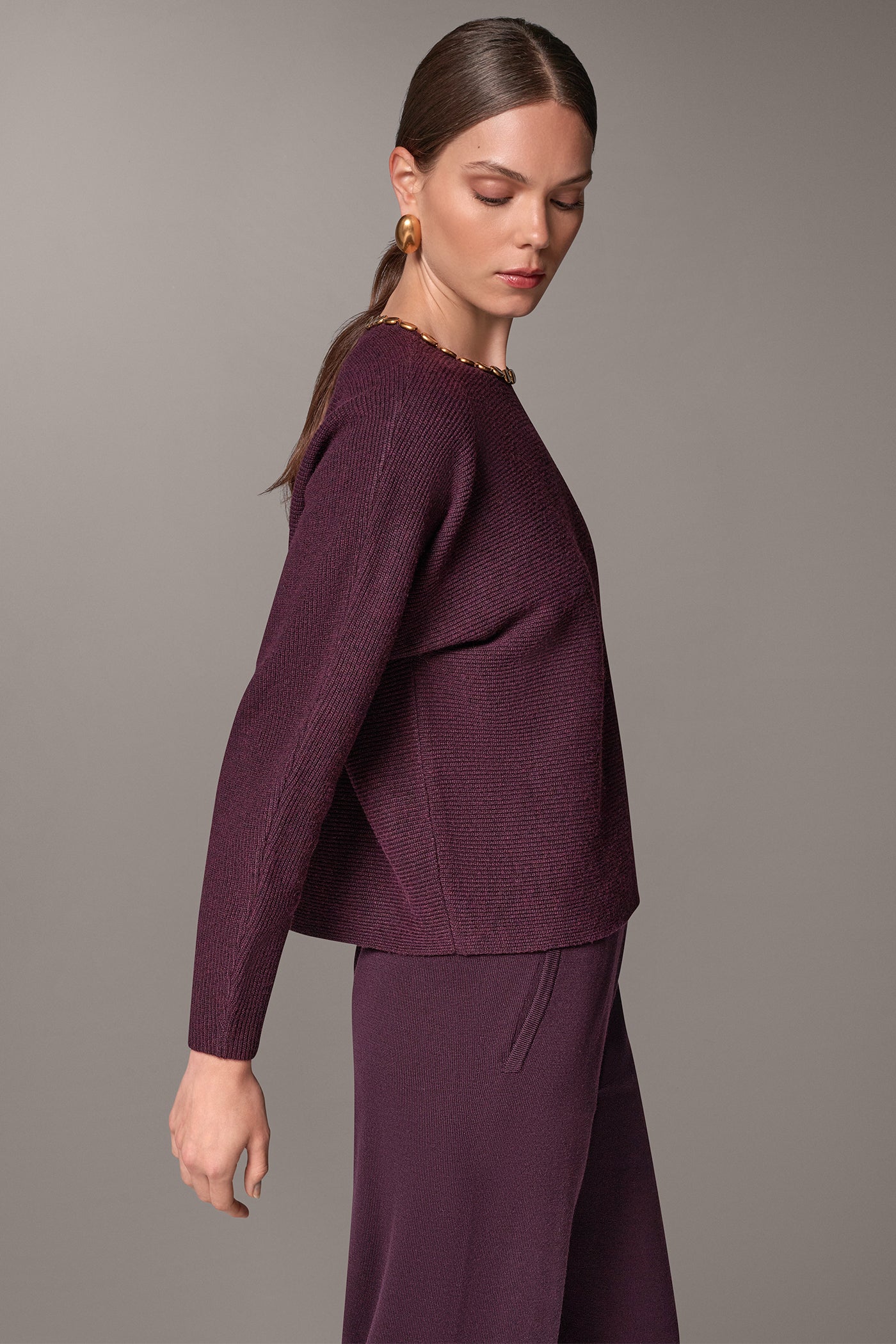 GOLD BEAD SHAKER STITCH SWEATER VIEW 2