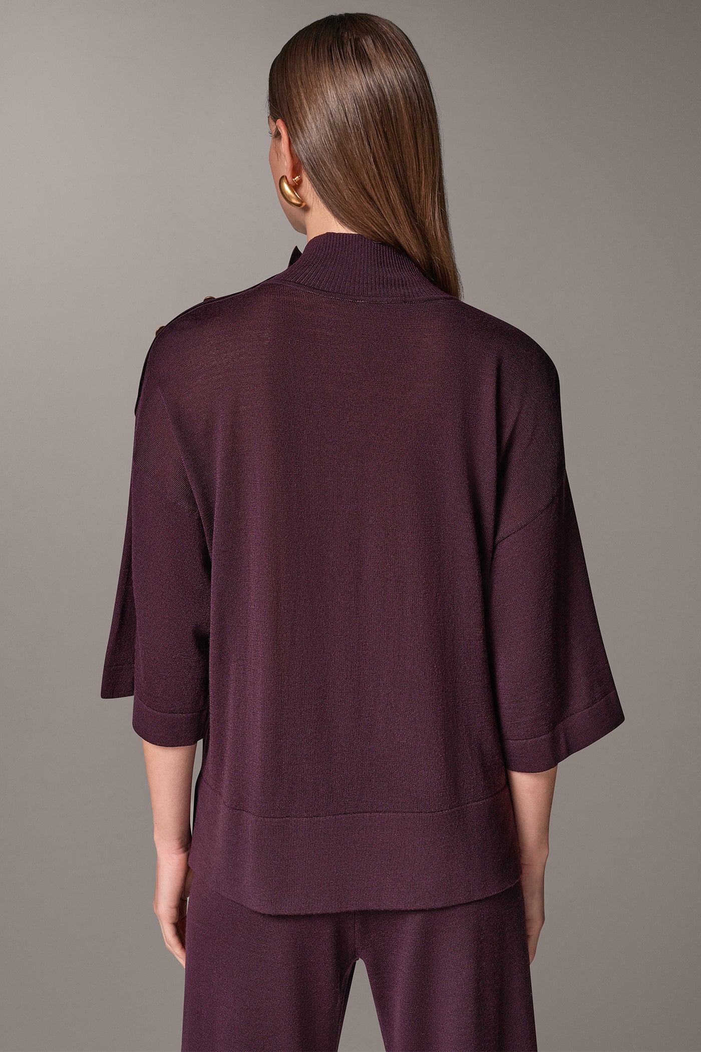 MERINO WOOL BUTTON SHOULDER TURTLENECK VIEW 3