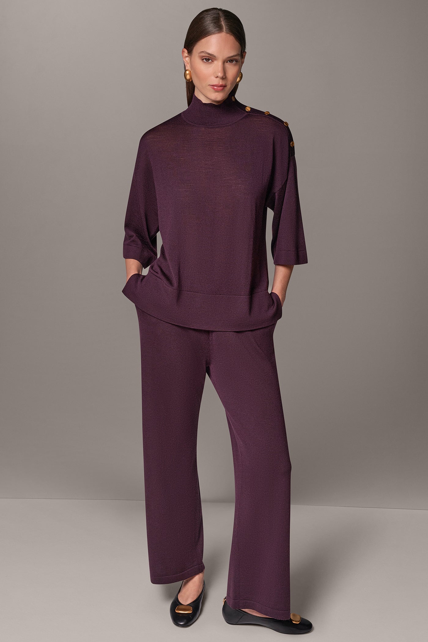 MERINO WOOL BUTTON SHOULDER TURTLENECK VIEW 6
