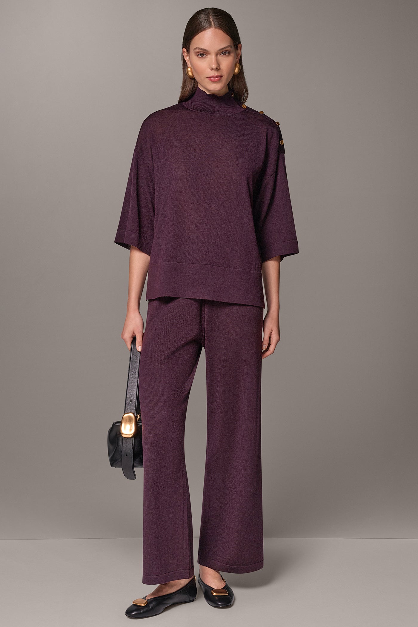MERINO WOOL BUTTON SHOULDER TURTLENECK VIEW 8