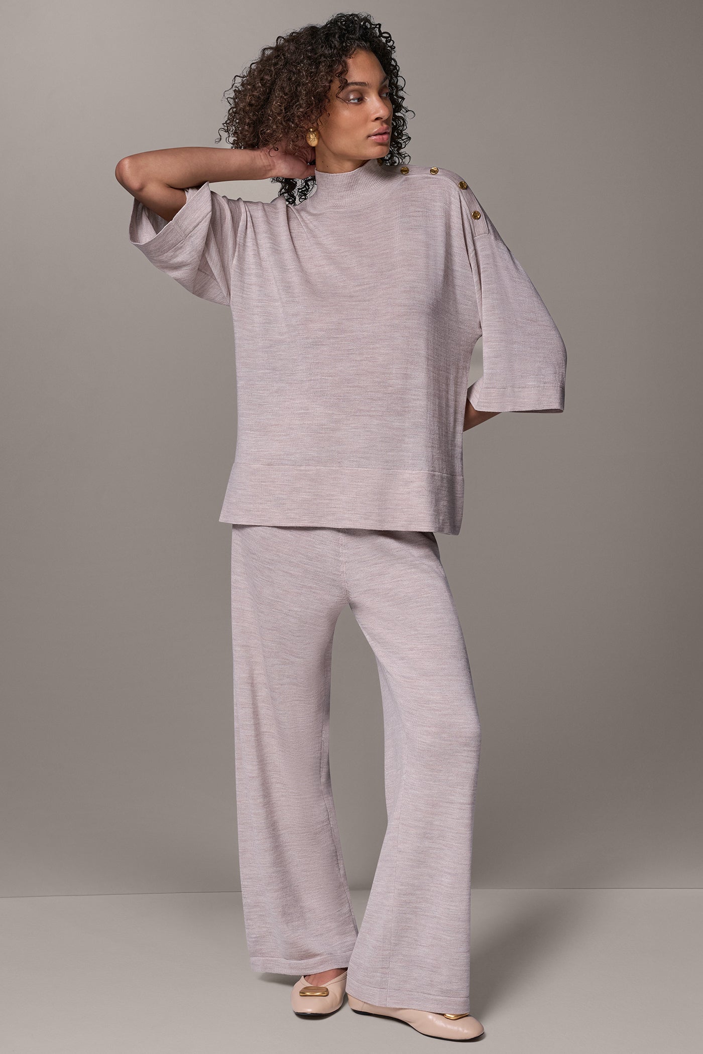 MERINO WOOL BUTTON SHOULDER TURTLENECK VIEW 8