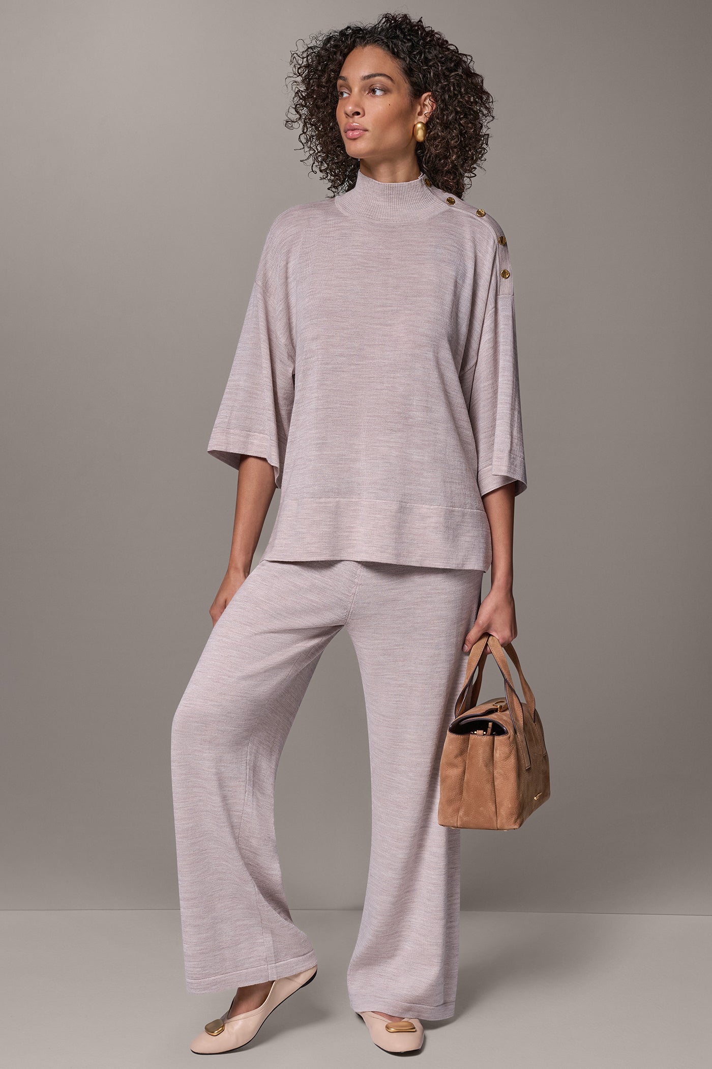 MERINO WOOL BUTTON SHOULDER TURTLENECK VIEW 6