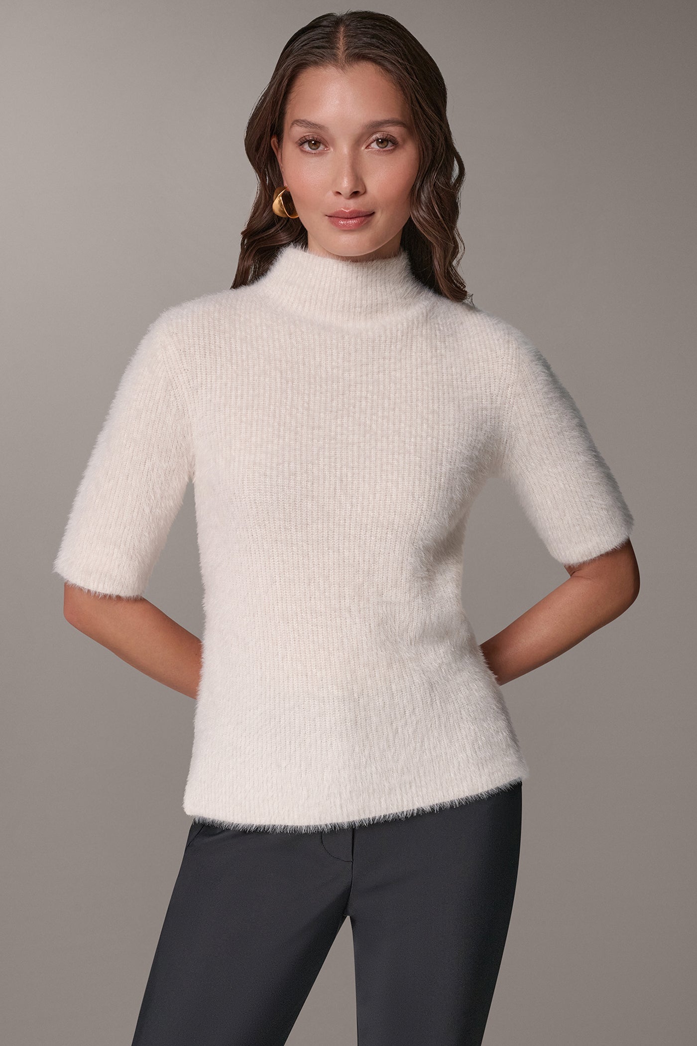 ELBOW SLEEVE MOCK NECK SWEATER VIEW 1