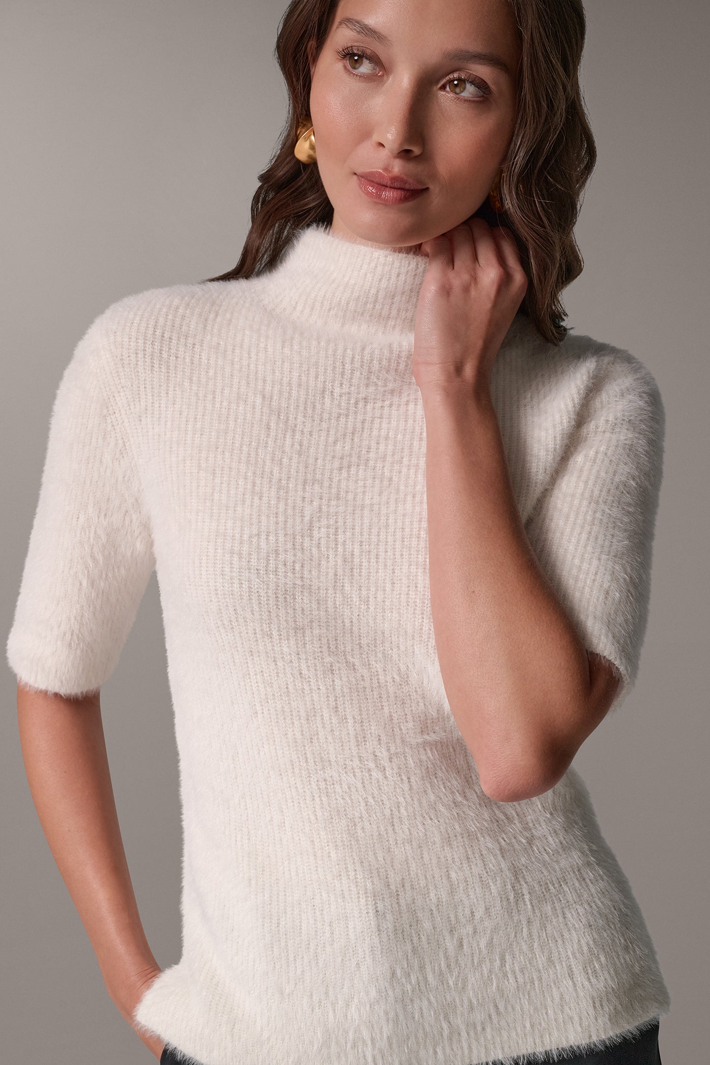 ELBOW SLEEVE MOCK NECK SWEATER VIEW 2