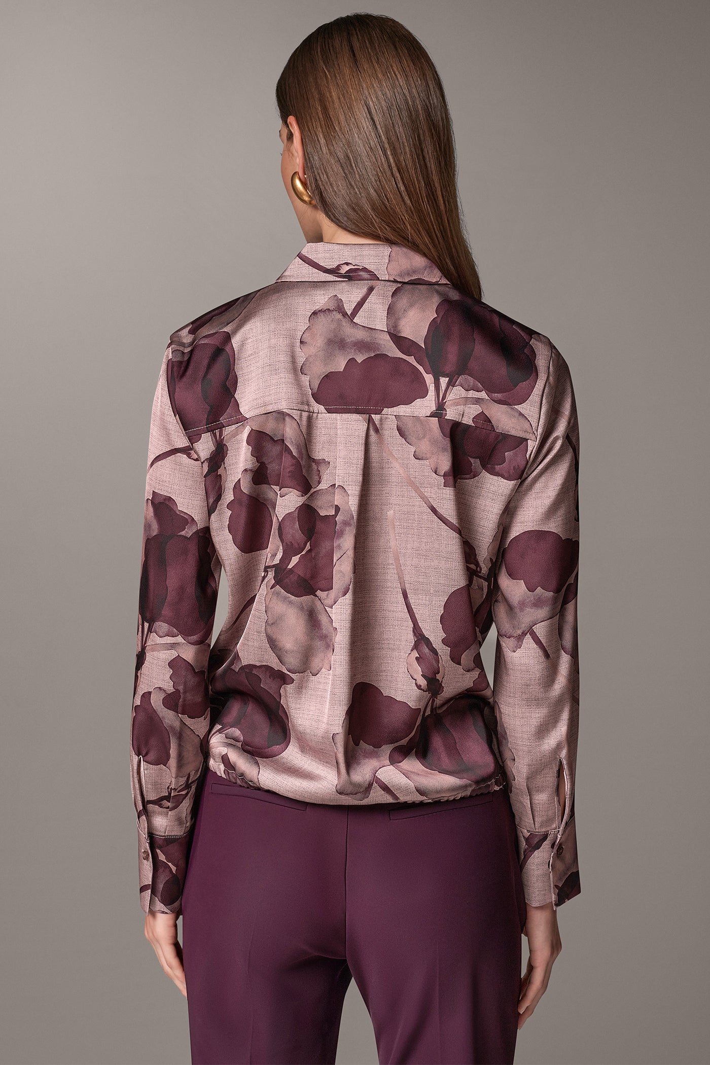SATIN FLORAL DRAWSTRING HEM BLOUSE VIEW 3 | New clothing