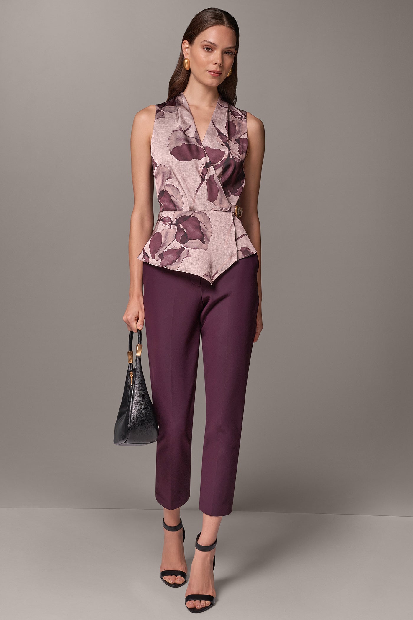 SATIN FLORAL WRAP-EFFECT TOP VIEW 7
