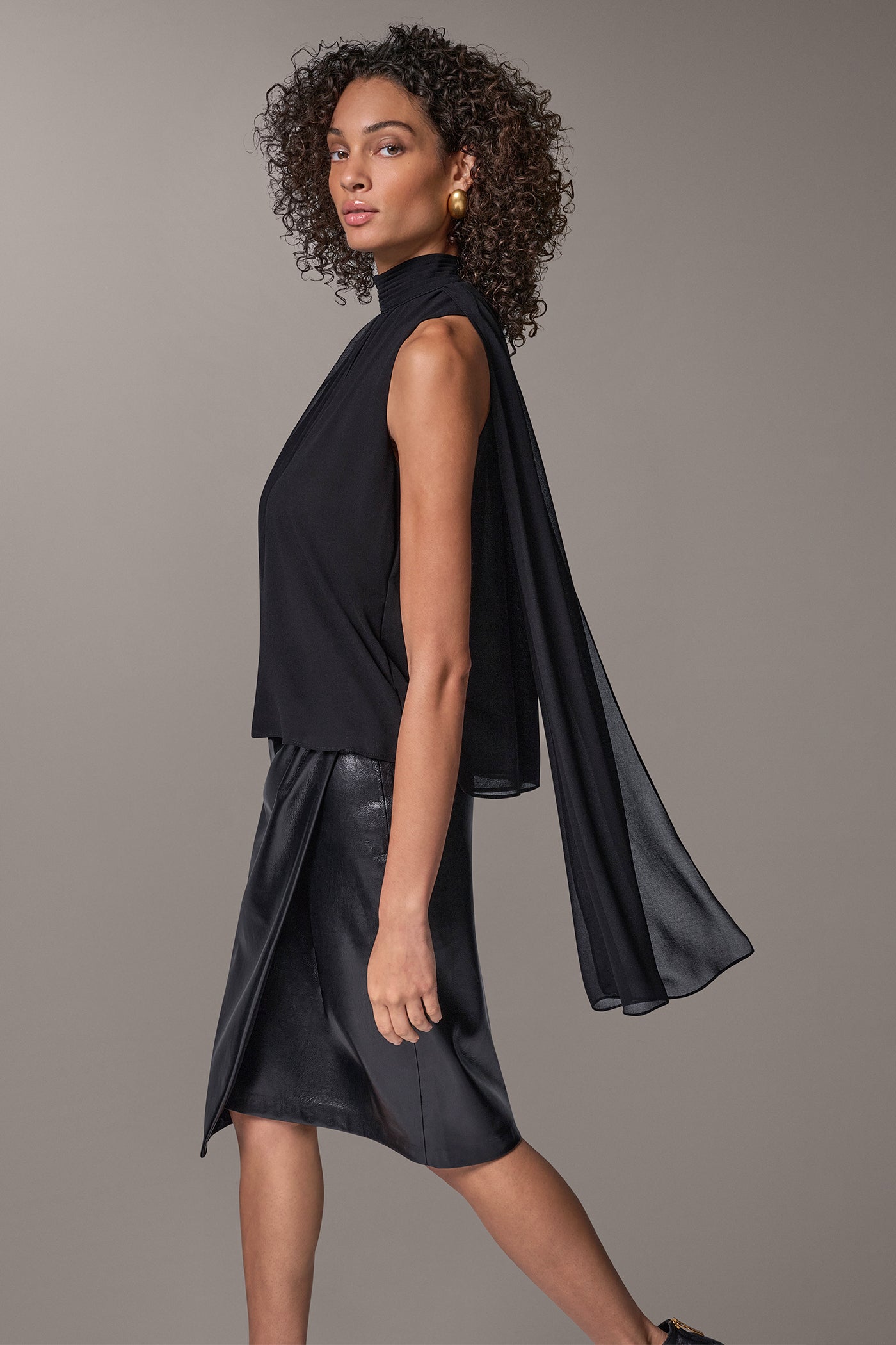 CHIFFON DRAPE SCARF TOP VIEW 9