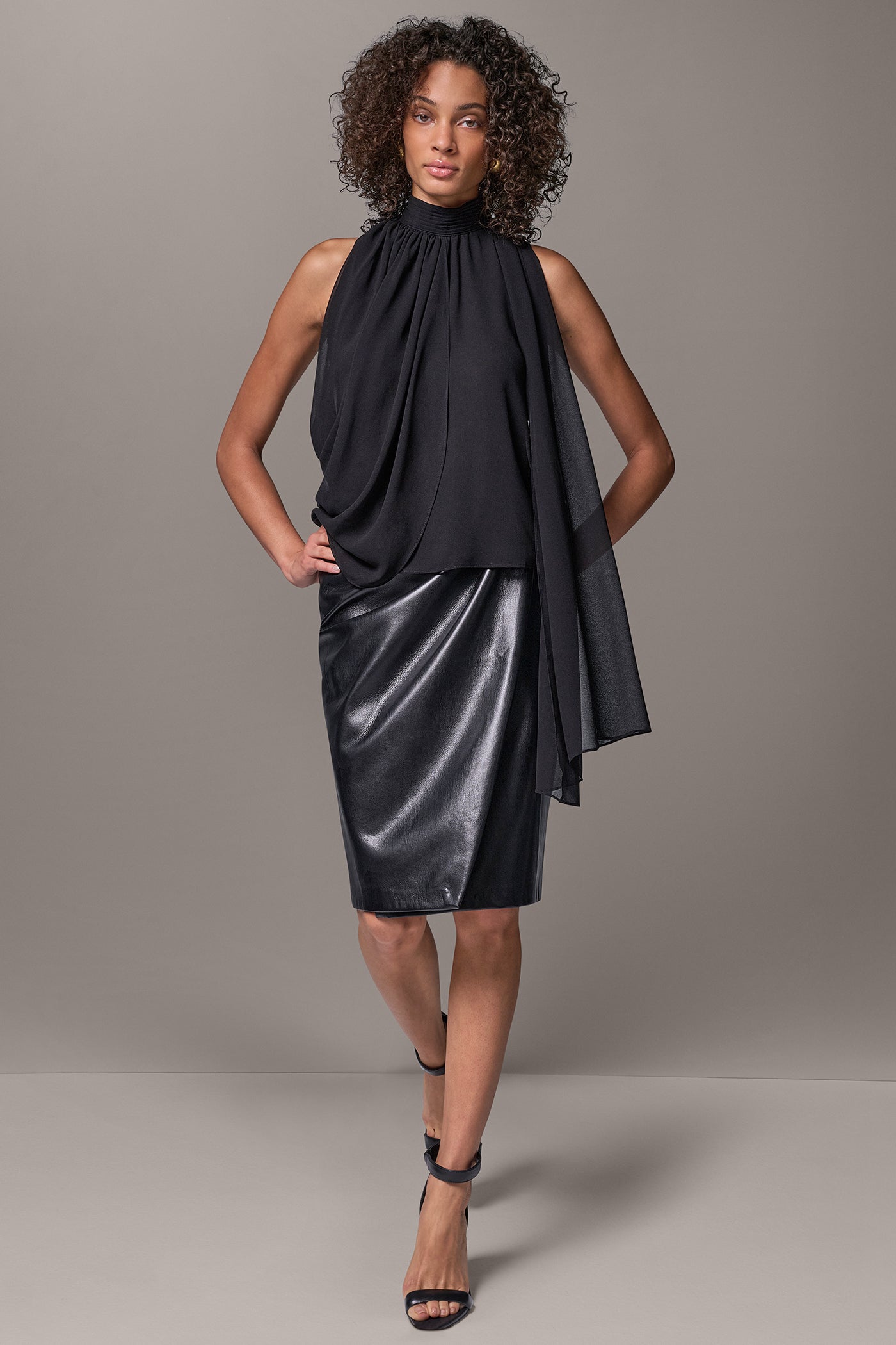 CHIFFON DRAPE SCARF TOP VIEW 7
