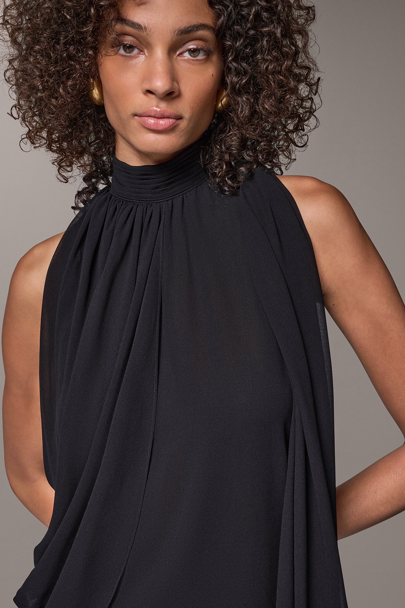 CHIFFON DRAPE SCARF TOP VIEW 4