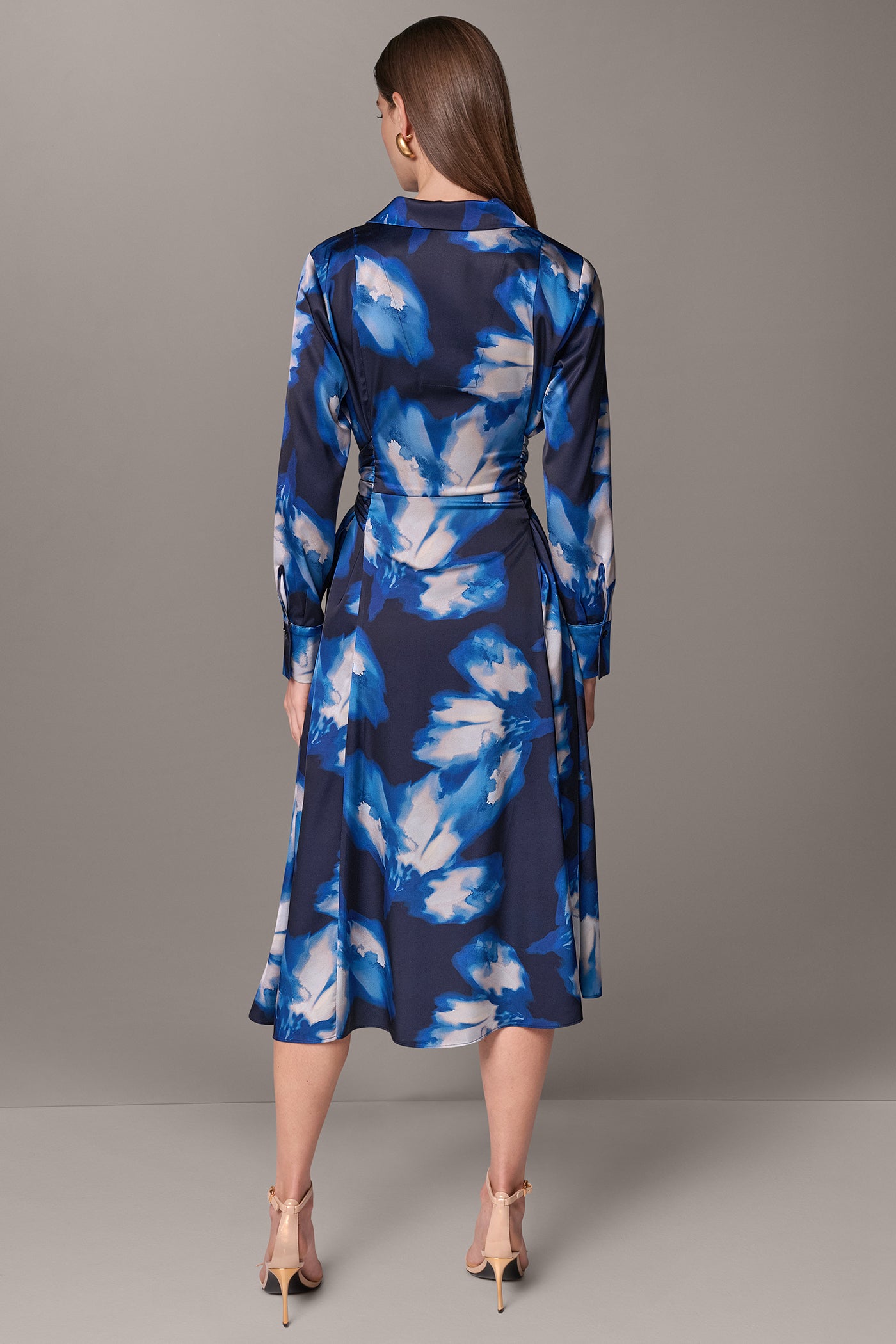 FLORAL TIE-WAIST MIDI SHIRT DRESS VIEW 3 | Dresses & Jumpsuits
