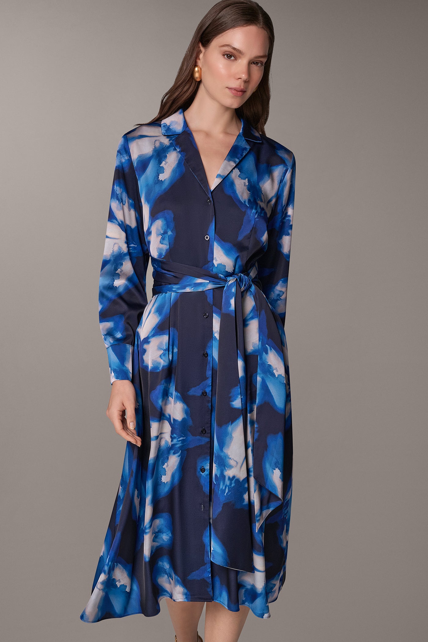 FLORAL TIE-WAIST MIDI SHIRT DRESS VIEW 6 | Dresses & Jumpsuits