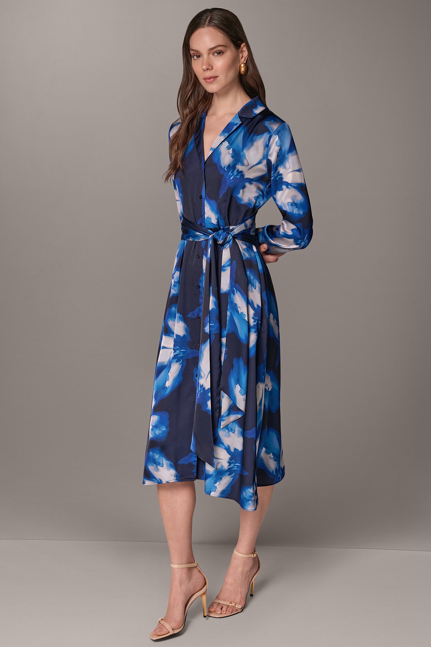 FLORAL TIE-WAIST MIDI SHIRT DRESS VIEW 4 | Dresses & Jumpsuits