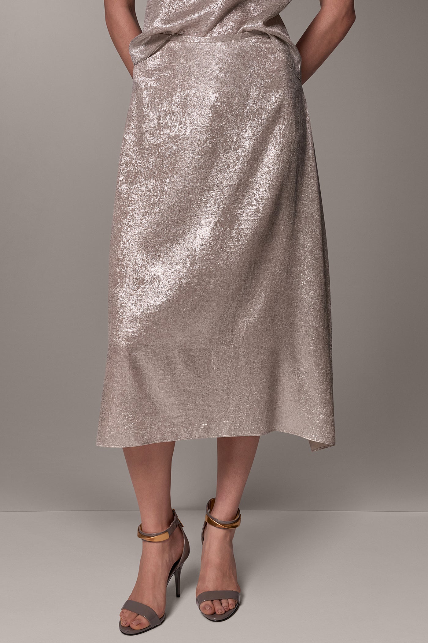 FOIL A-LINE MIDI SKIRT VIEW 1