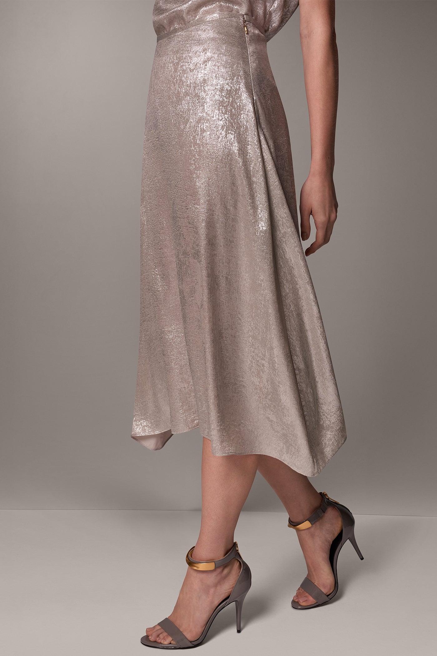 FOIL A-LINE MIDI SKIRT VIEW 2