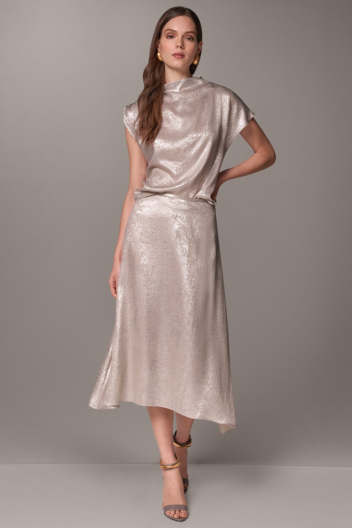 FOIL A-LINE MIDI SKIRT VIEW 5