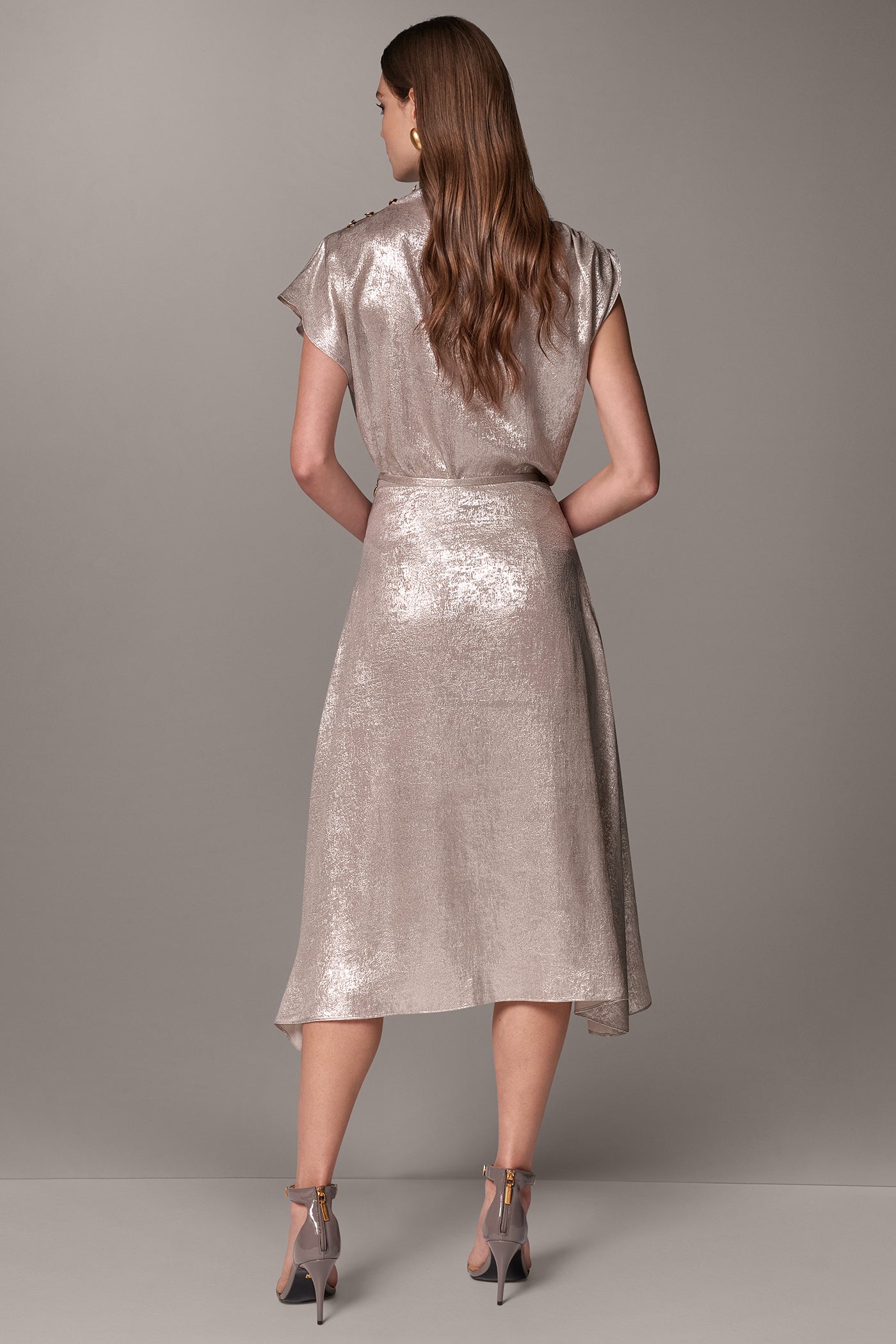 FOIL A-LINE MIDI SKIRT VIEW 6