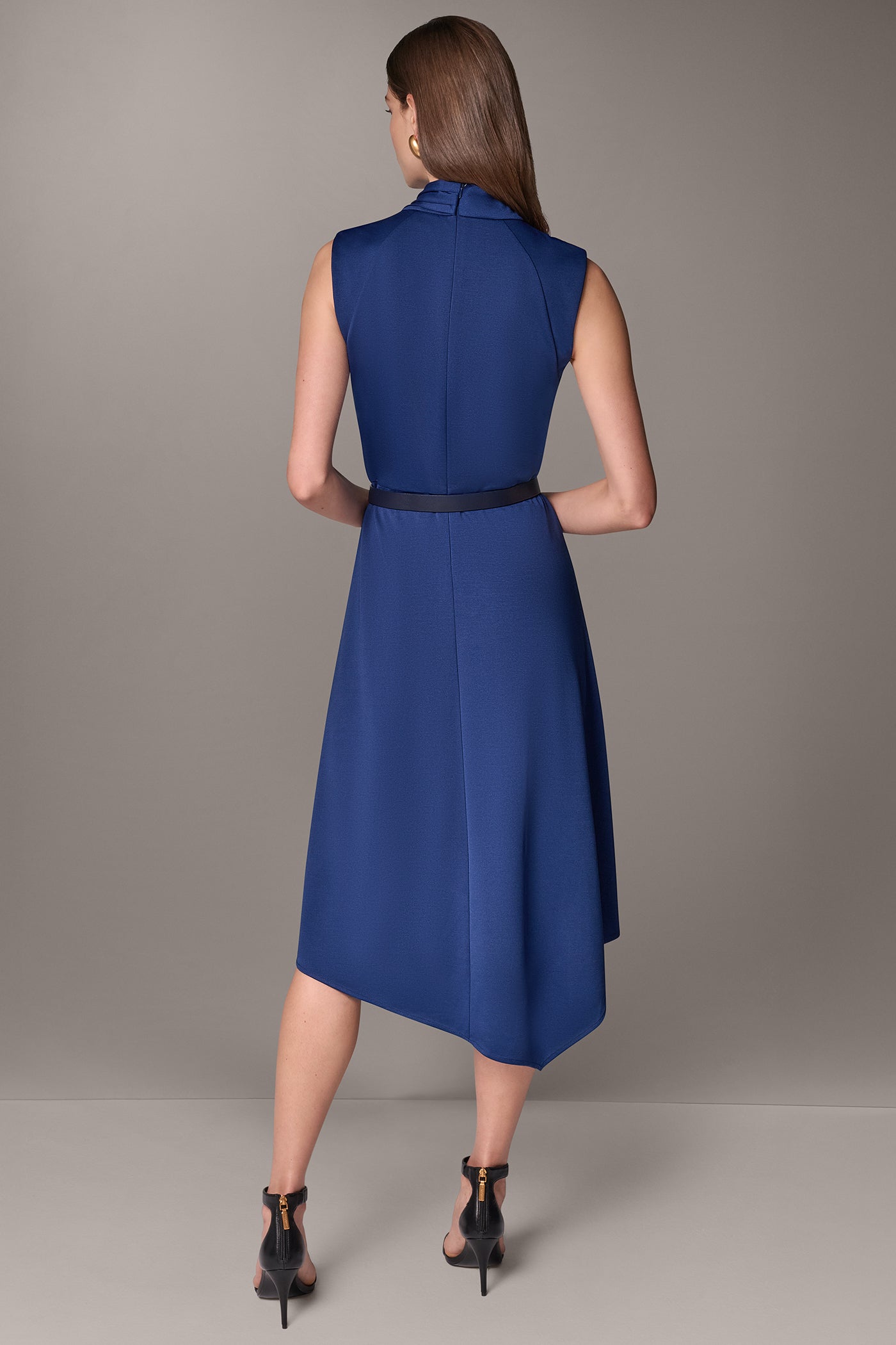 ASYMMETRIC CROSS-FRONT MIDI DRESS VIEW 3
