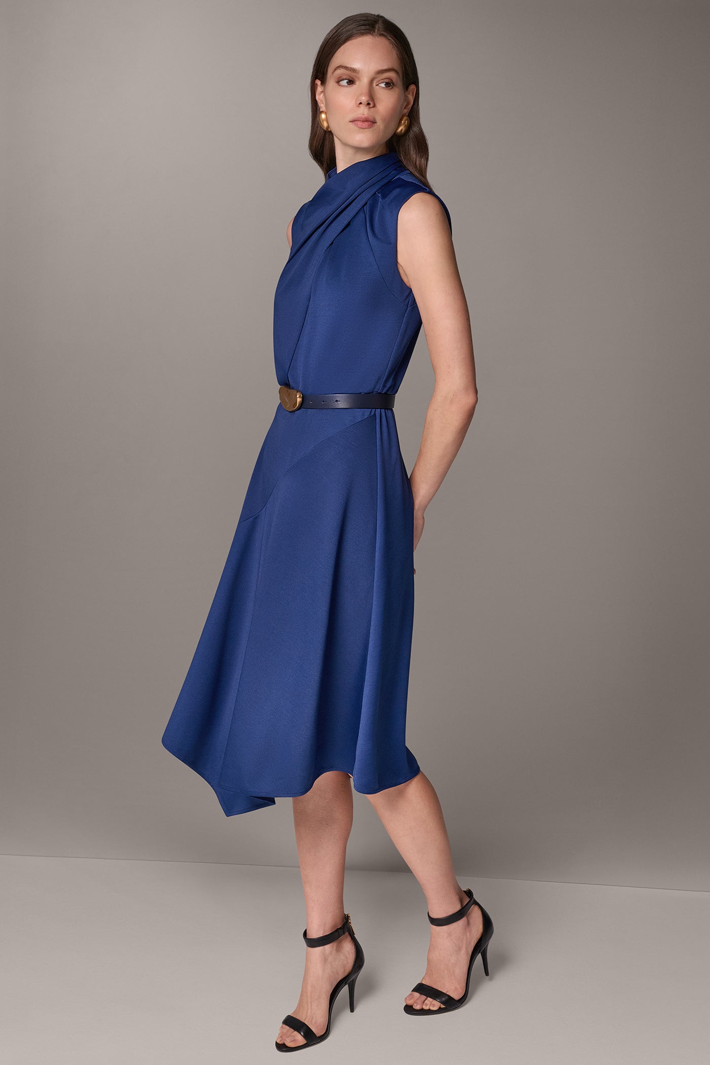 ASYMMETRIC CROSS-FRONT MIDI DRESS VIEW 4