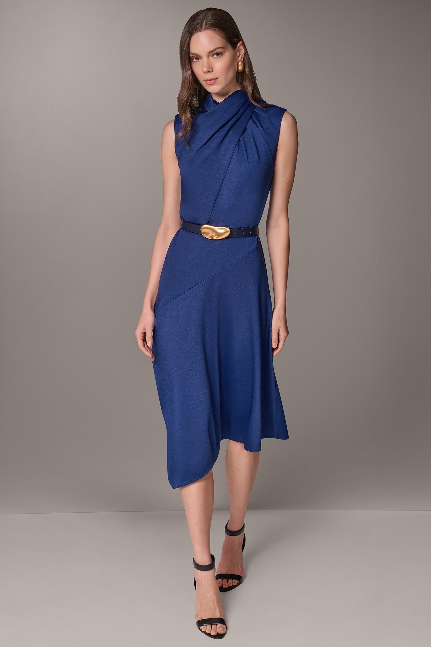 ASYMMETRIC CROSS-FRONT MIDI DRESS VIEW 9