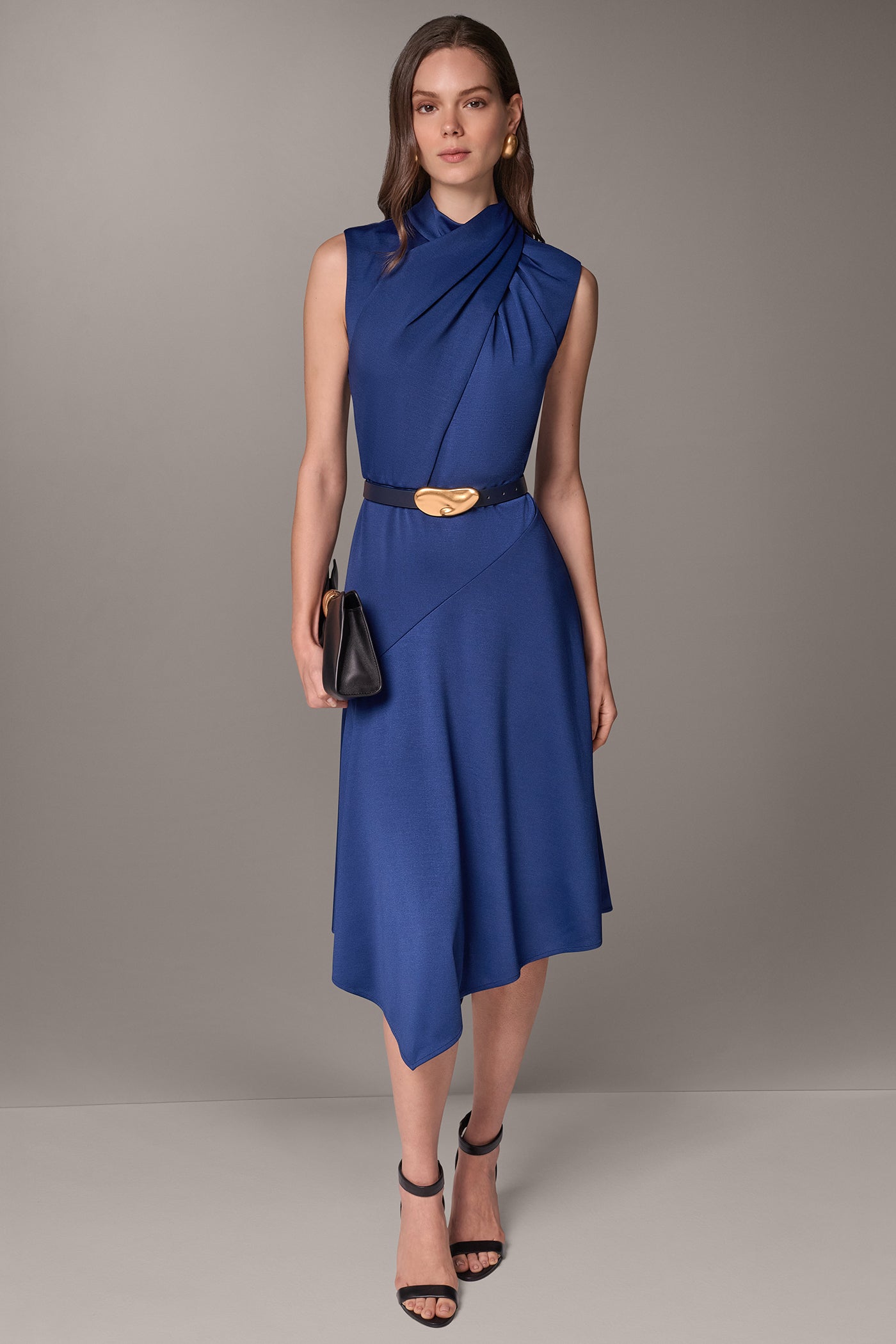 ASYMMETRIC CROSS-FRONT MIDI DRESS