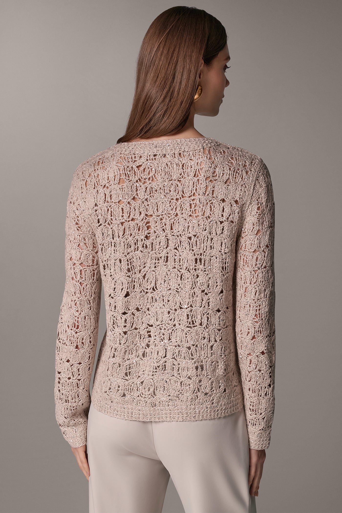 SEQUIN CREW NECK CARDIGAN VIEW 3