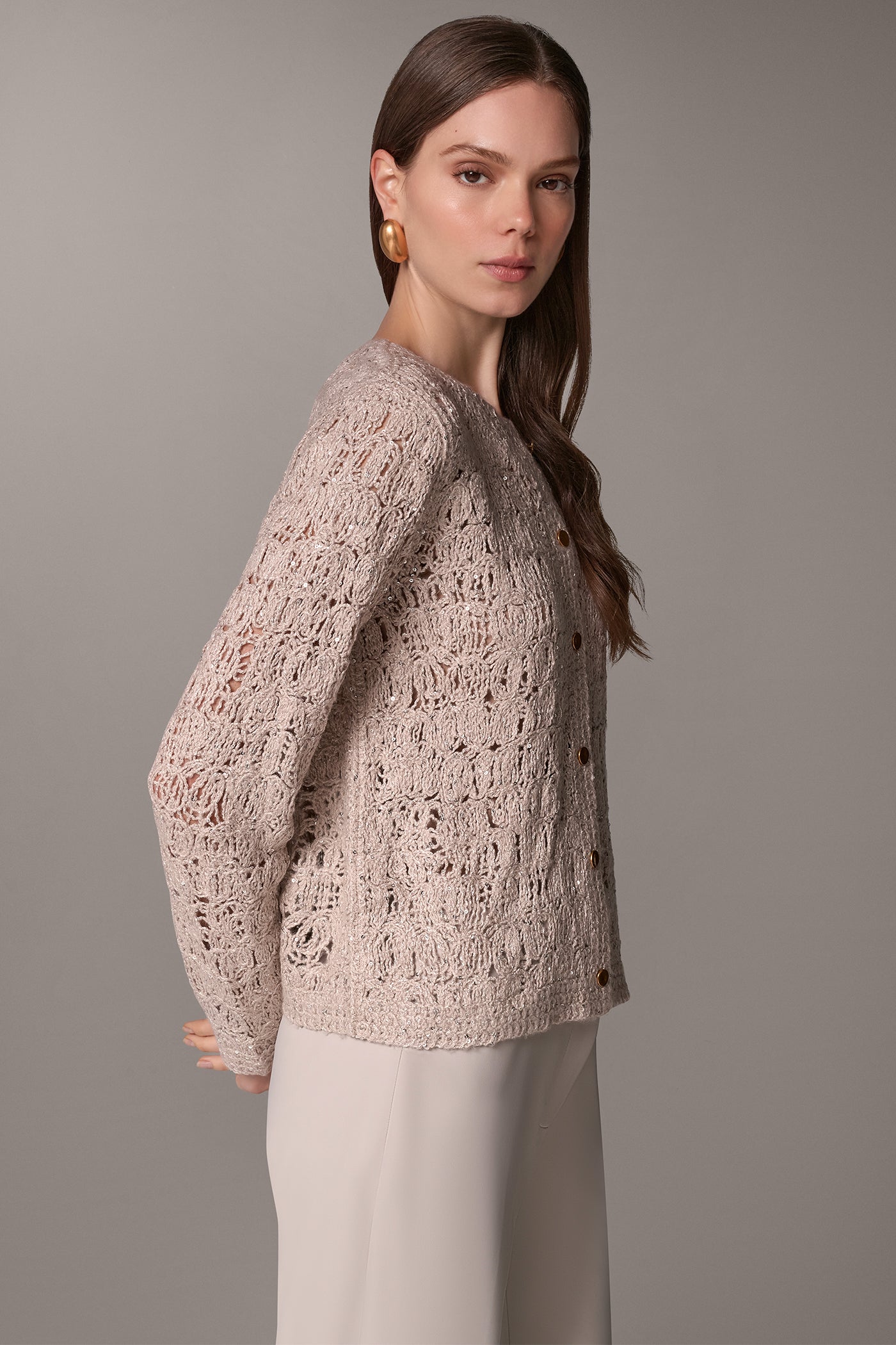 SEQUIN CREW NECK CARDIGAN VIEW 2