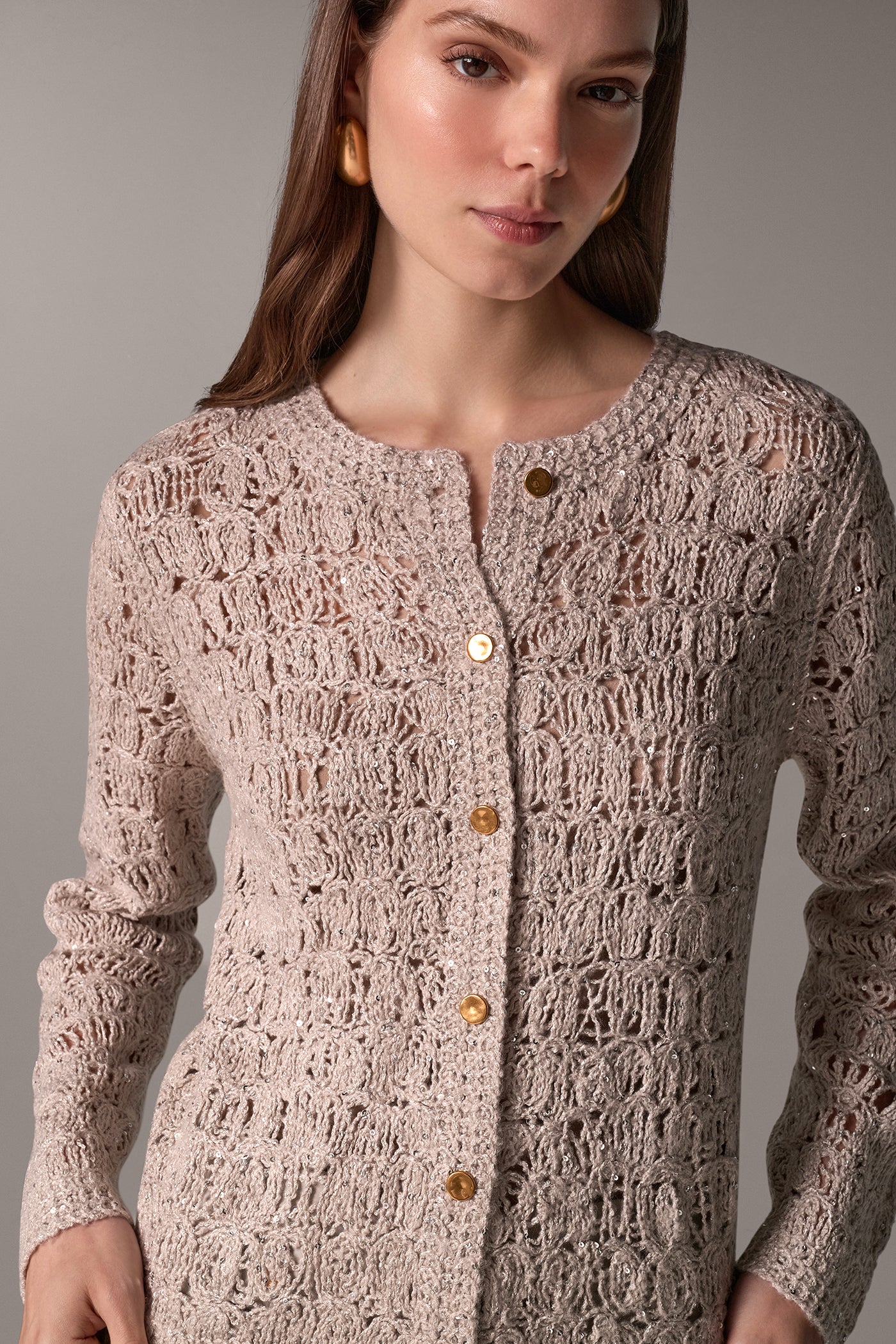 SEQUIN CREW NECK CARDIGAN VIEW 4