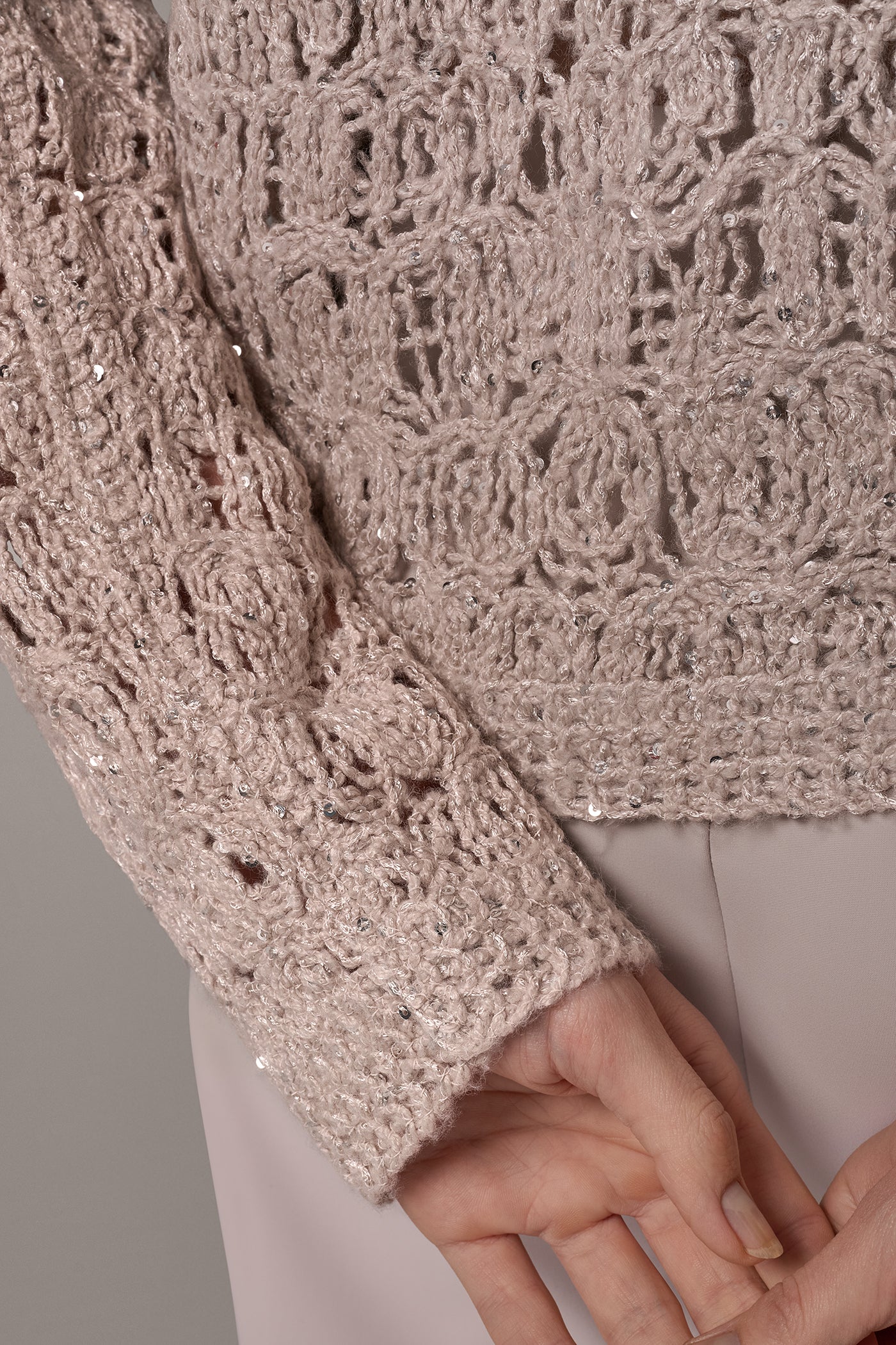 SEQUIN CREW NECK CARDIGAN VIEW 6