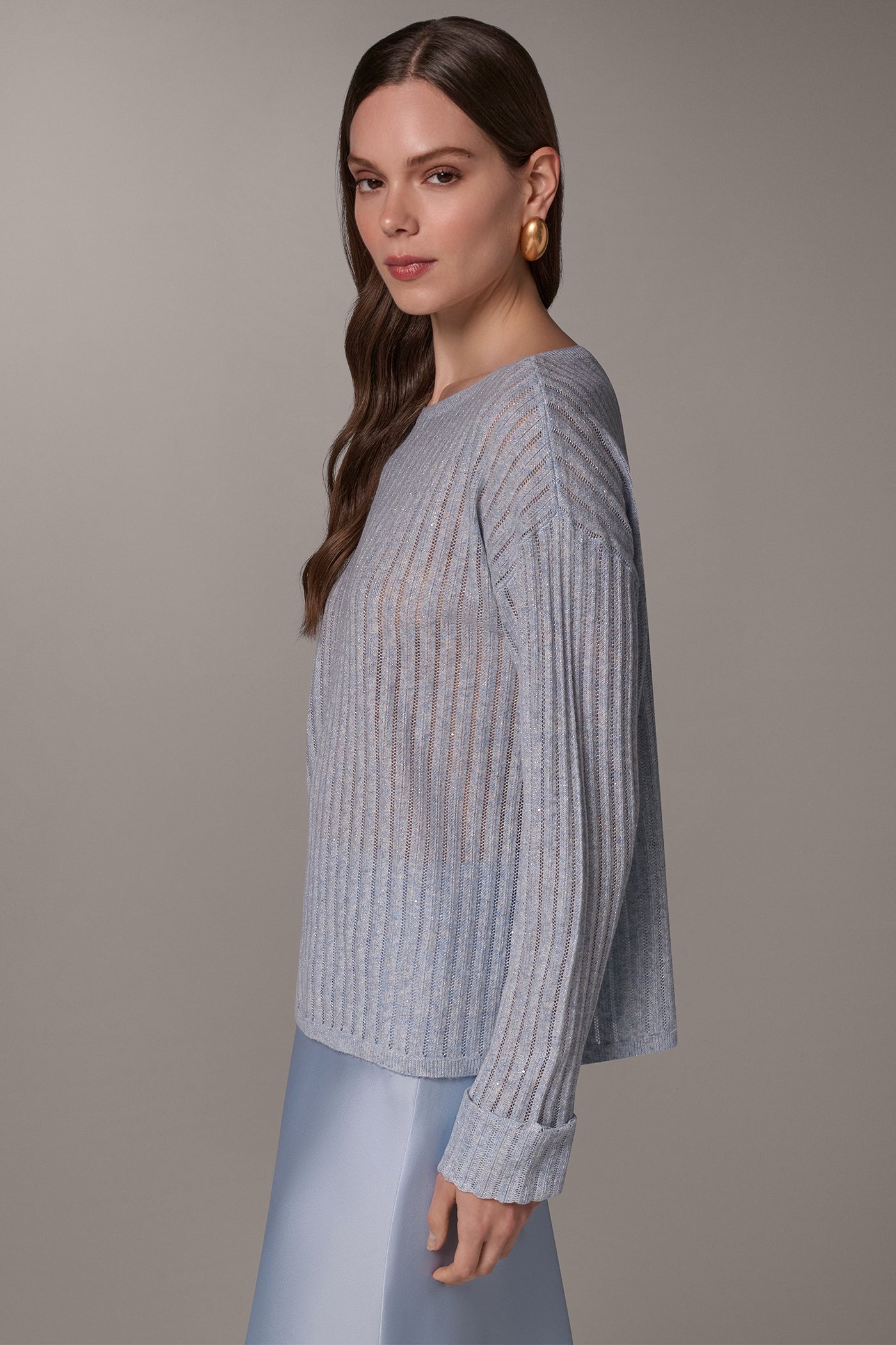 METALLIC BOAT-NECK SWEATER VIEW 4