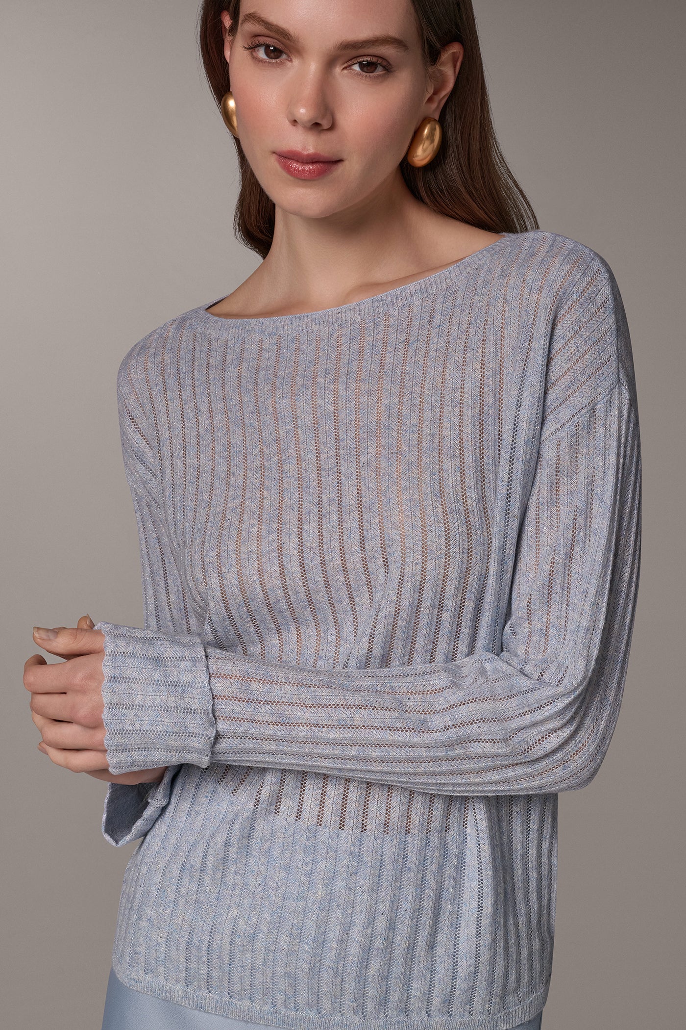 METALLIC BOAT-NECK SWEATER VIEW 2