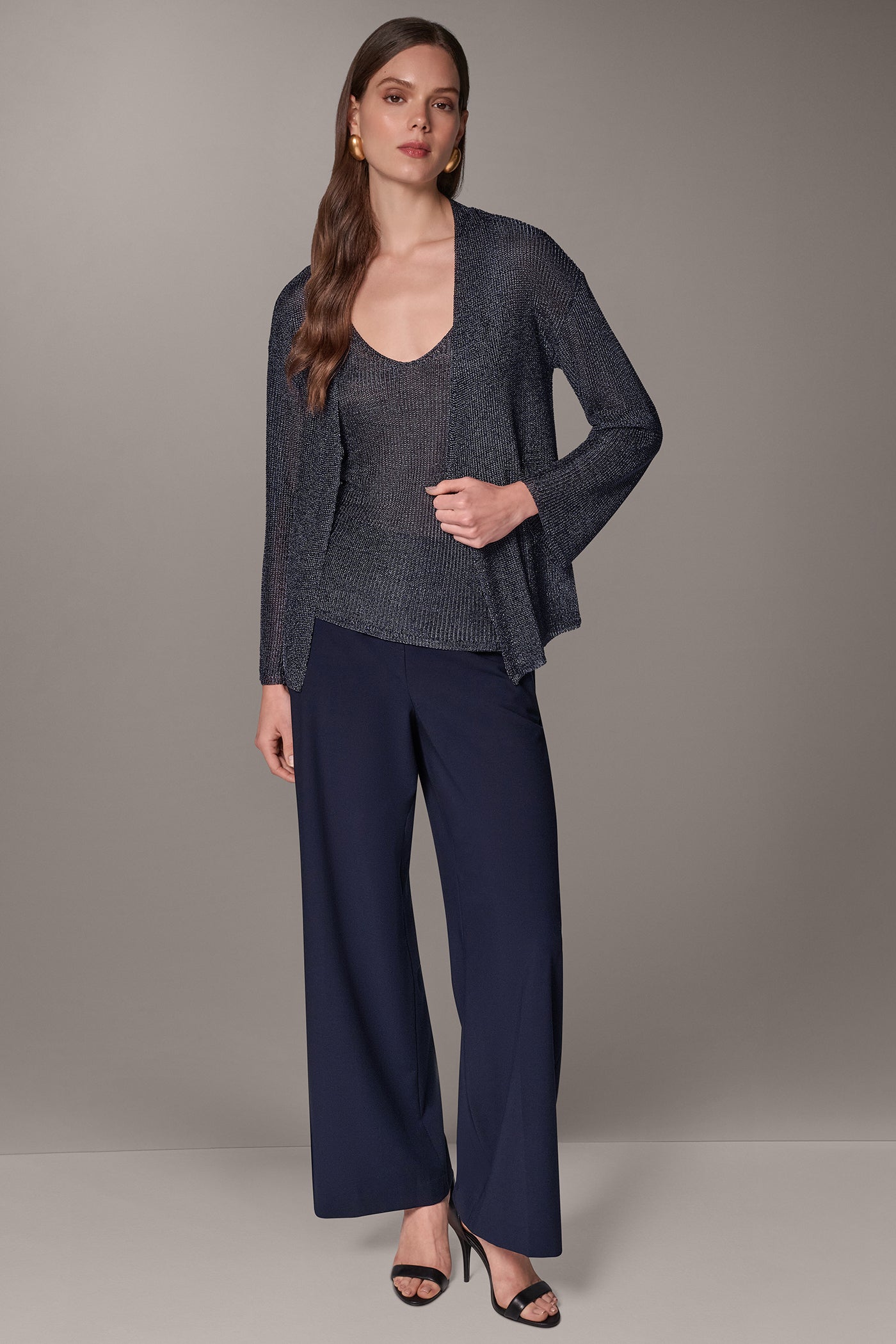 METALLIC SHAKER-STITCH CARDIGAN VIEW 6