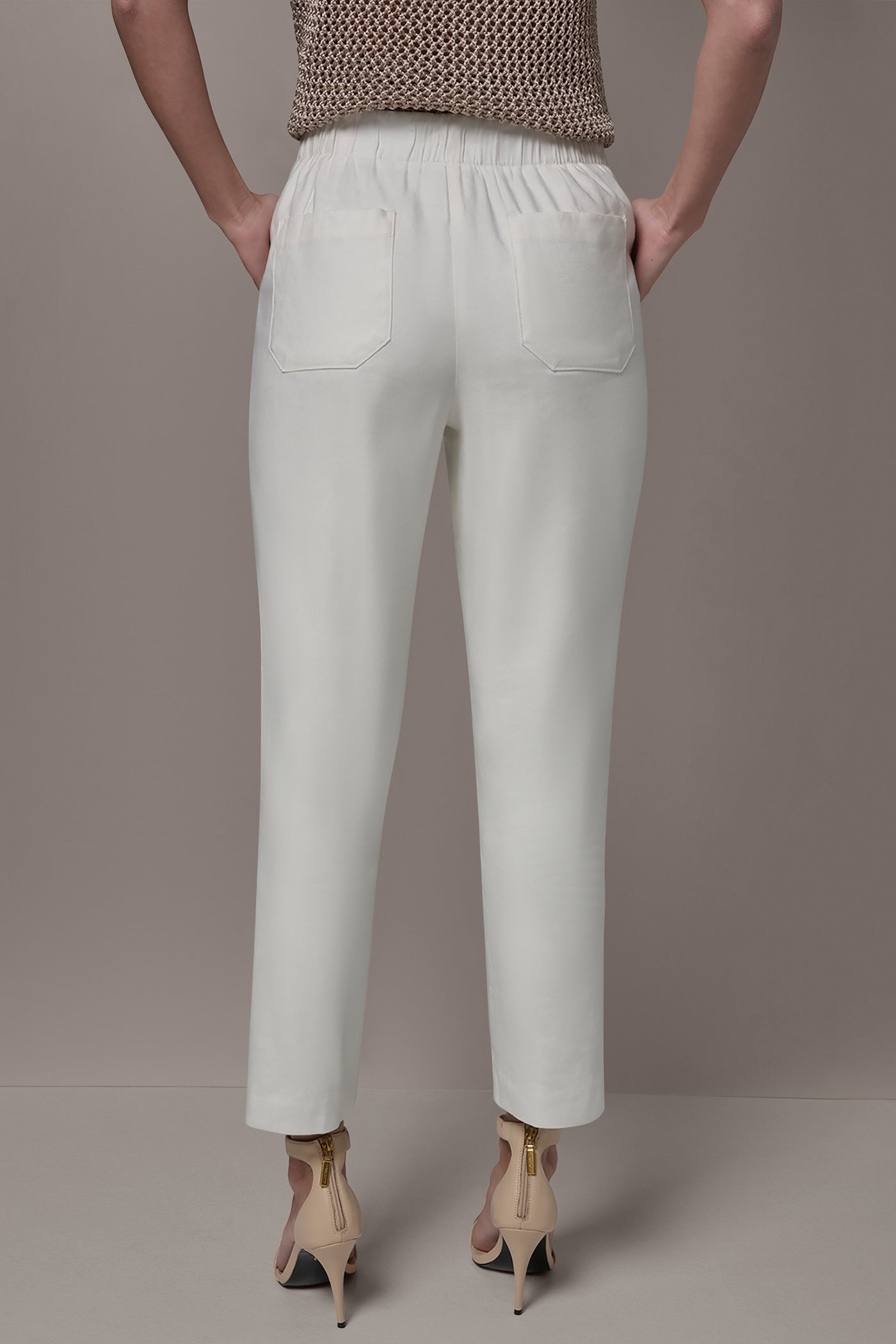 LINEN-BLEND HIGH-RISE PLEATED STRAIGHT ANKLE PANT | View 2 | Pants
