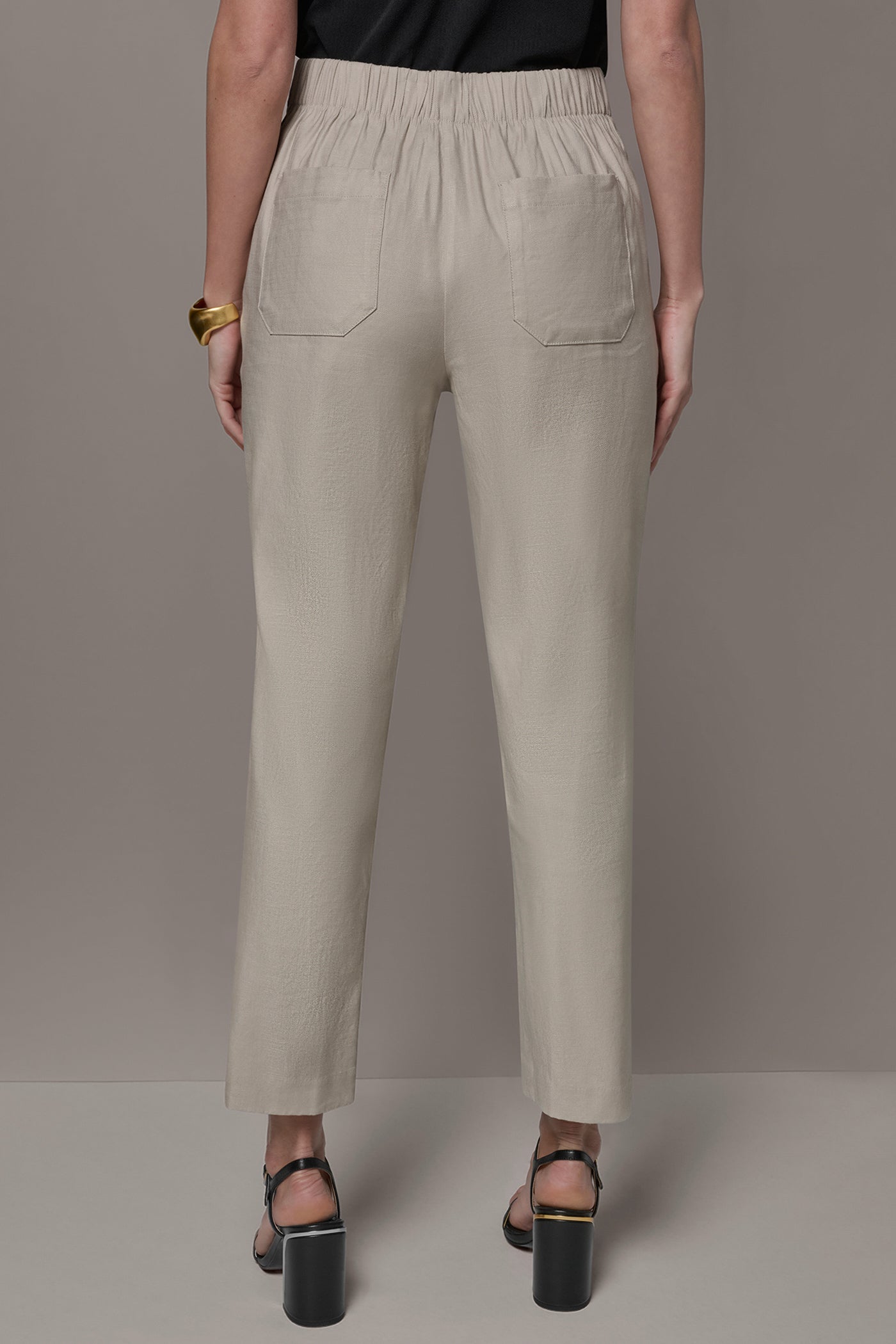 LINEN-BLEND PLEATED STRAIGHT ANKLE PANT | View 2 | Pants