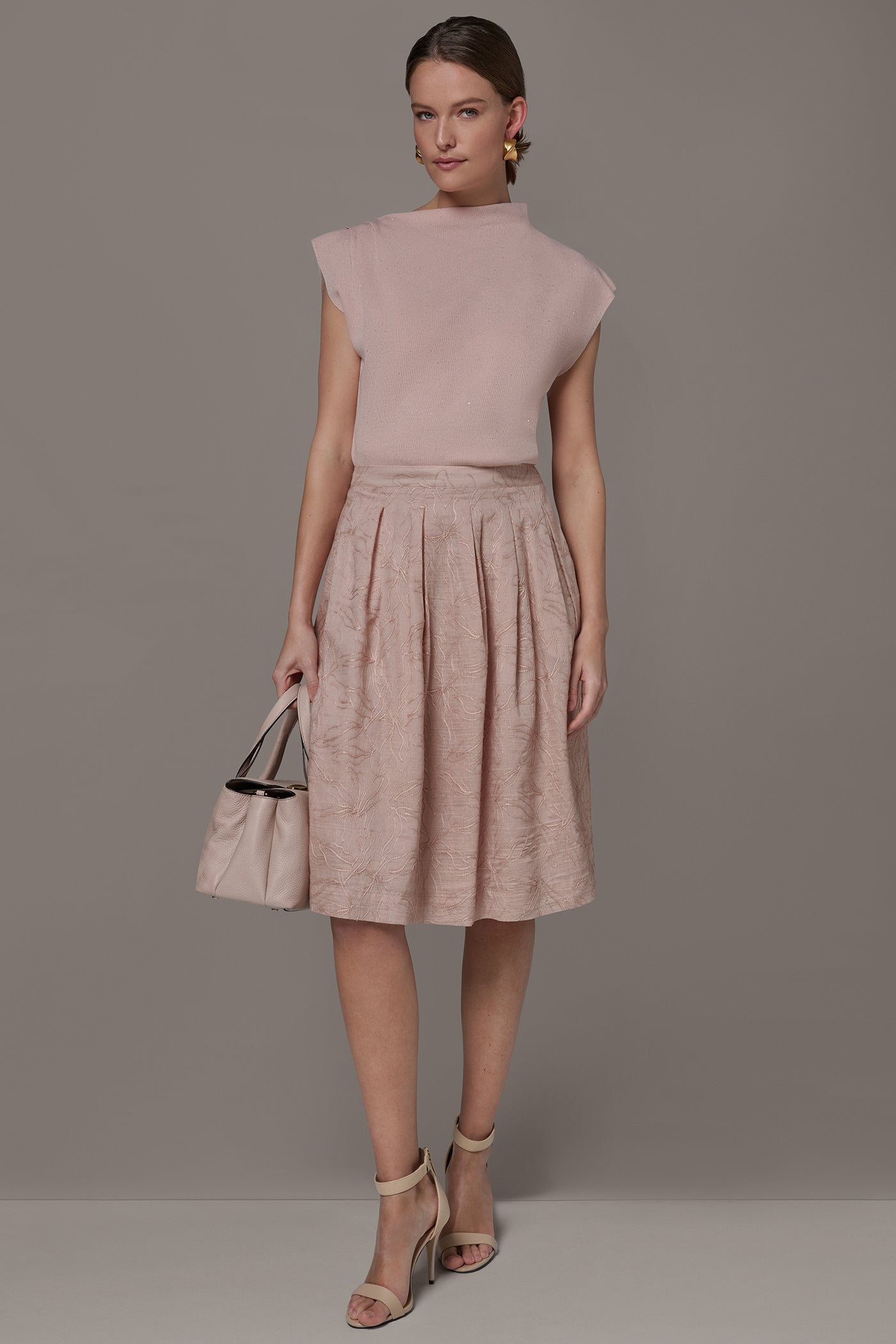 FLORAL EMBROIDERED PLEATED A-LINE SKIRT VIEW 6 | Skirts