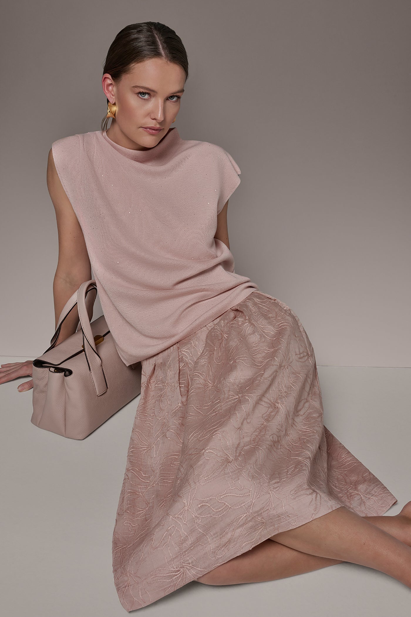 FLORAL EMBROIDERED PLEATED A-LINE SKIRT VIEW 7 | Skirts