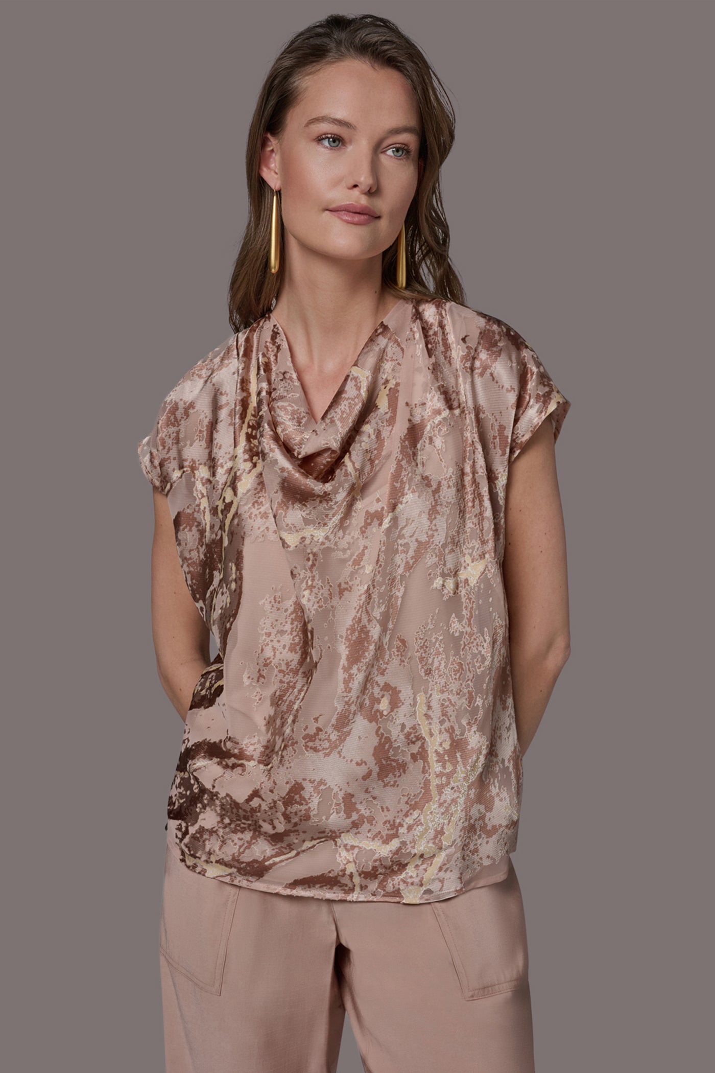 METALLIC BURNOUT BLOUSE | View 1 | Suits and Separates