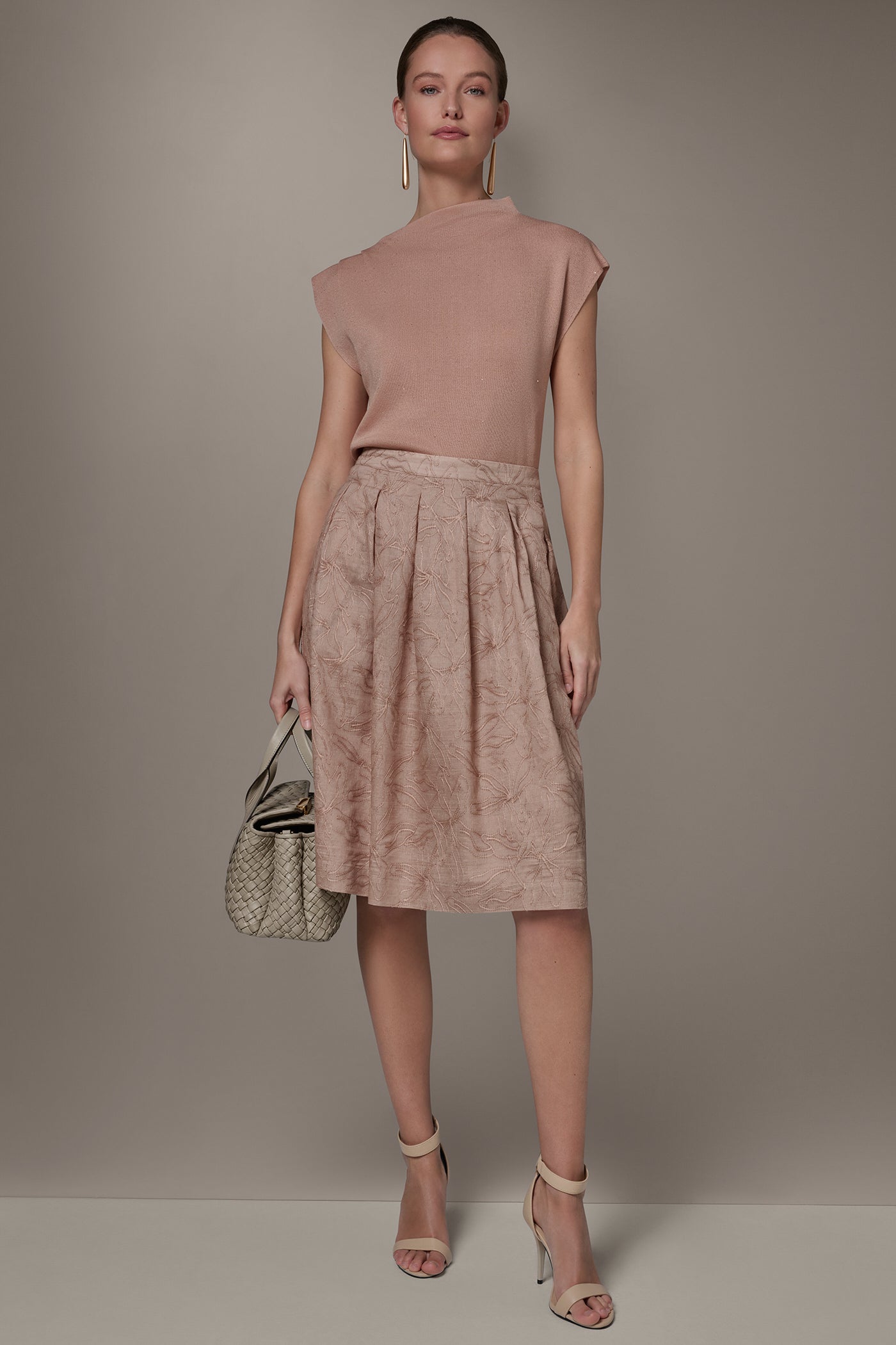 FLORAL EMBROIDERED PLEATED A-LINE SKIRT VIEW 7 | Skirts