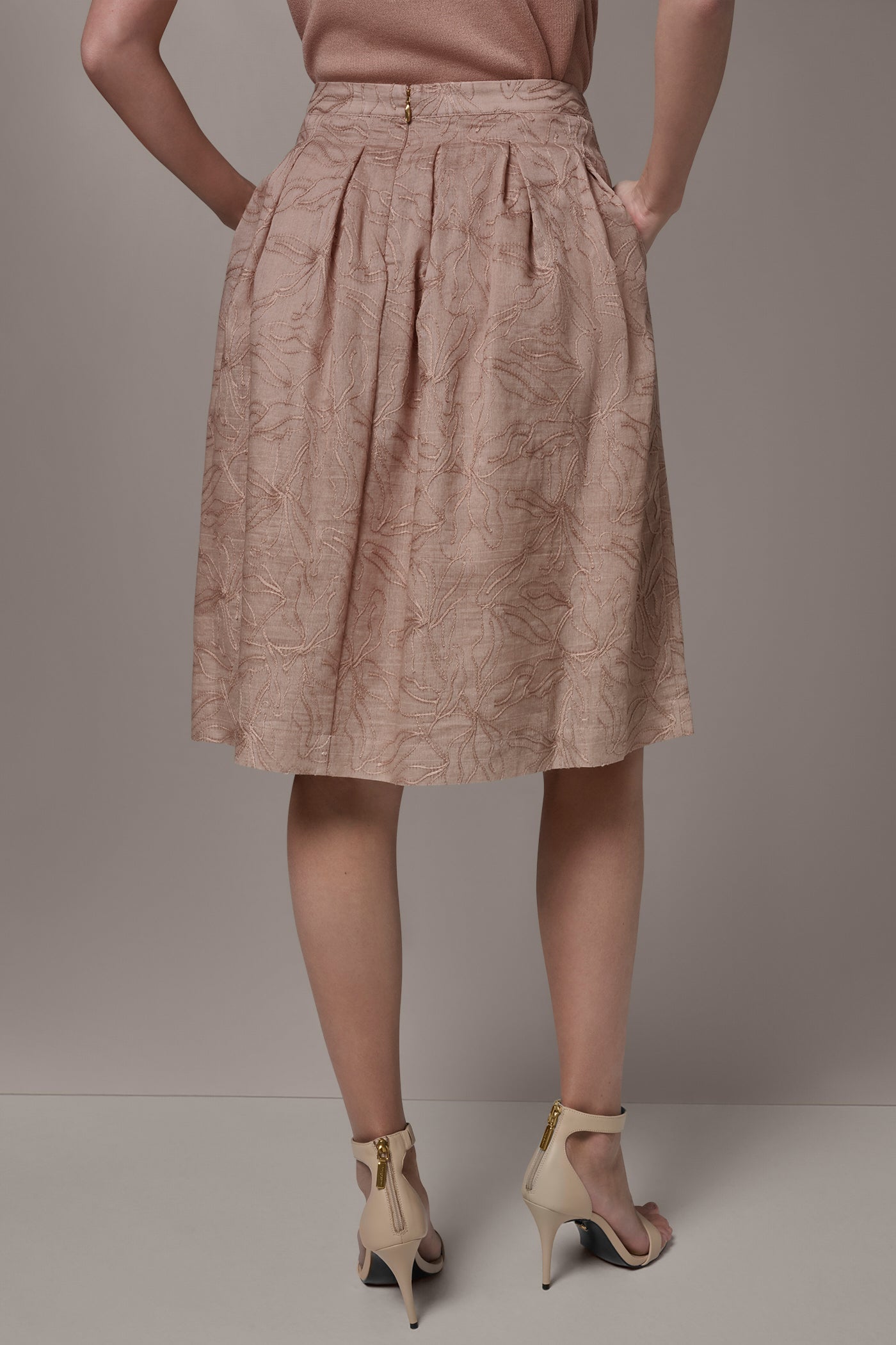 FLORAL EMBROIDERED PLEATED A-LINE SKIRT | View 2 | Skirts