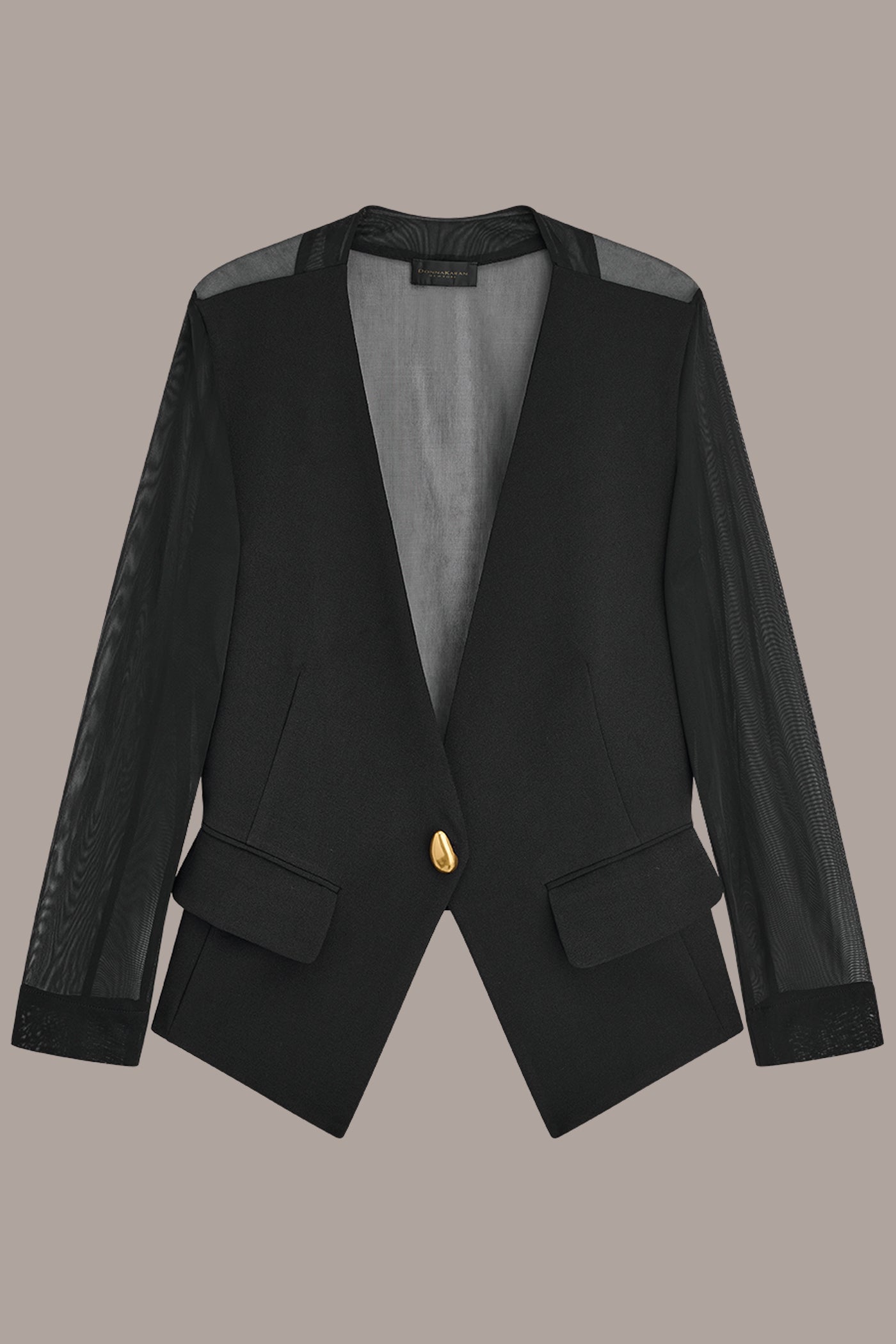 CHIFFON PANELED ONE BUTTON JACKET VIEW 9 | New clothing